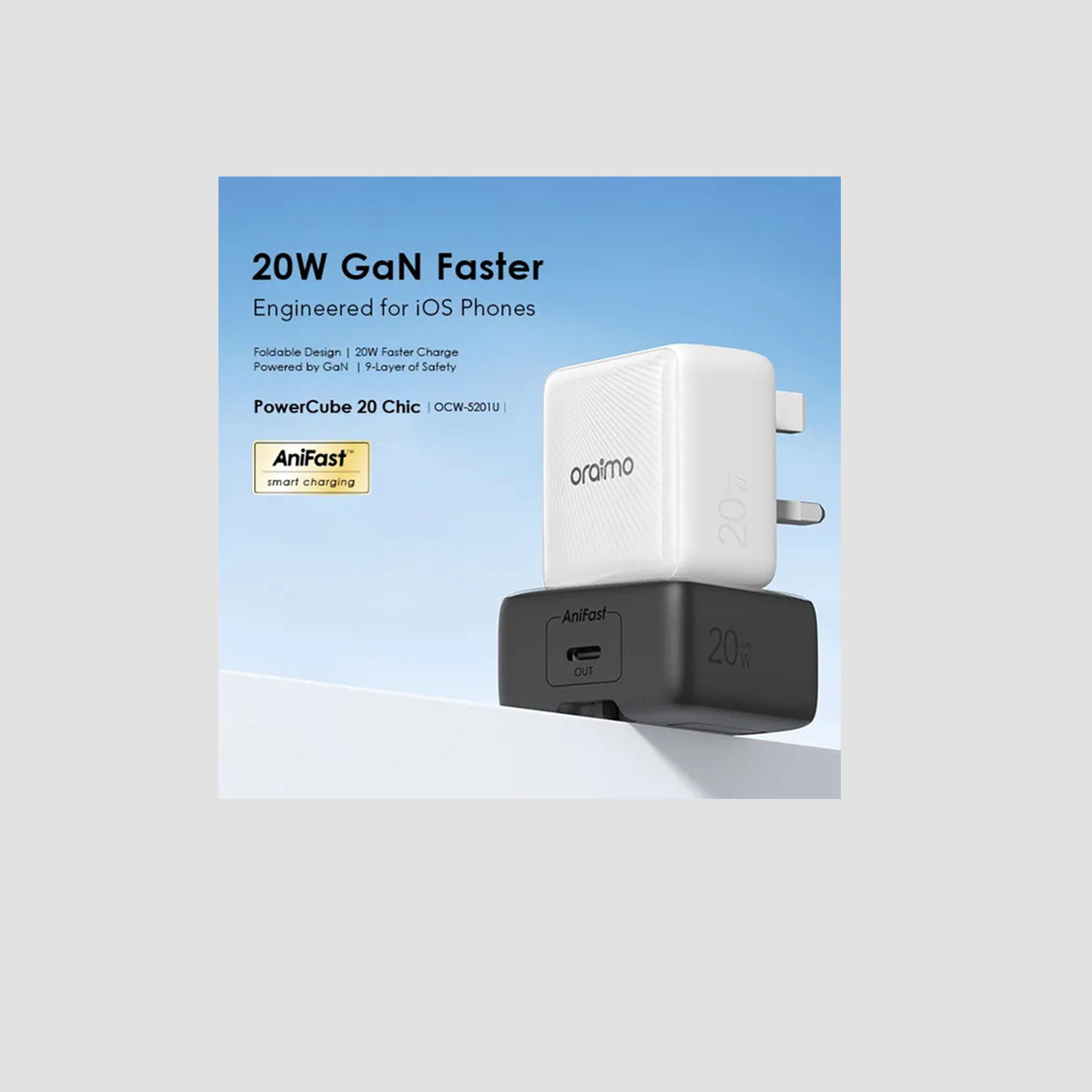 Oraimo Wall Charger PowerCube 20 Chic USB-C Port 20W With USB-C Cable - White-electronics-accessories-mobileaccesories-image-7