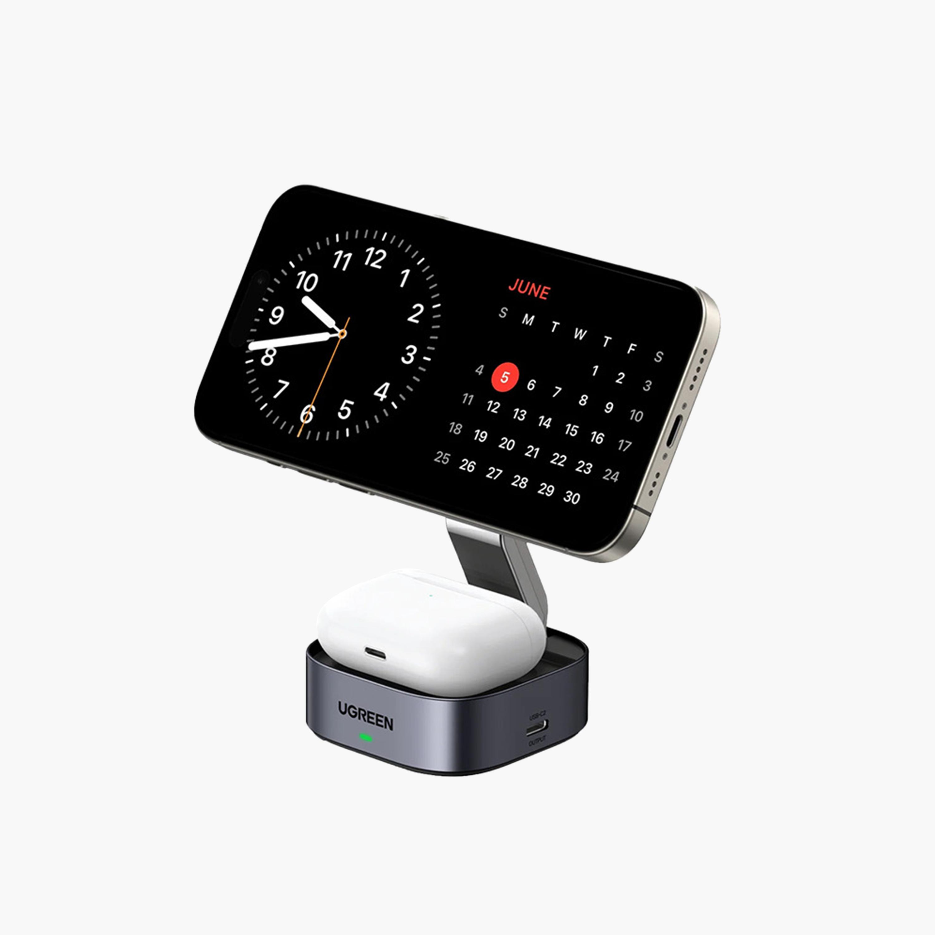 Ugreen 2-in-1 Foldable Wireless Fast Charging Station 15W - Gray-electronics-accessories-mobileaccesories-image-2