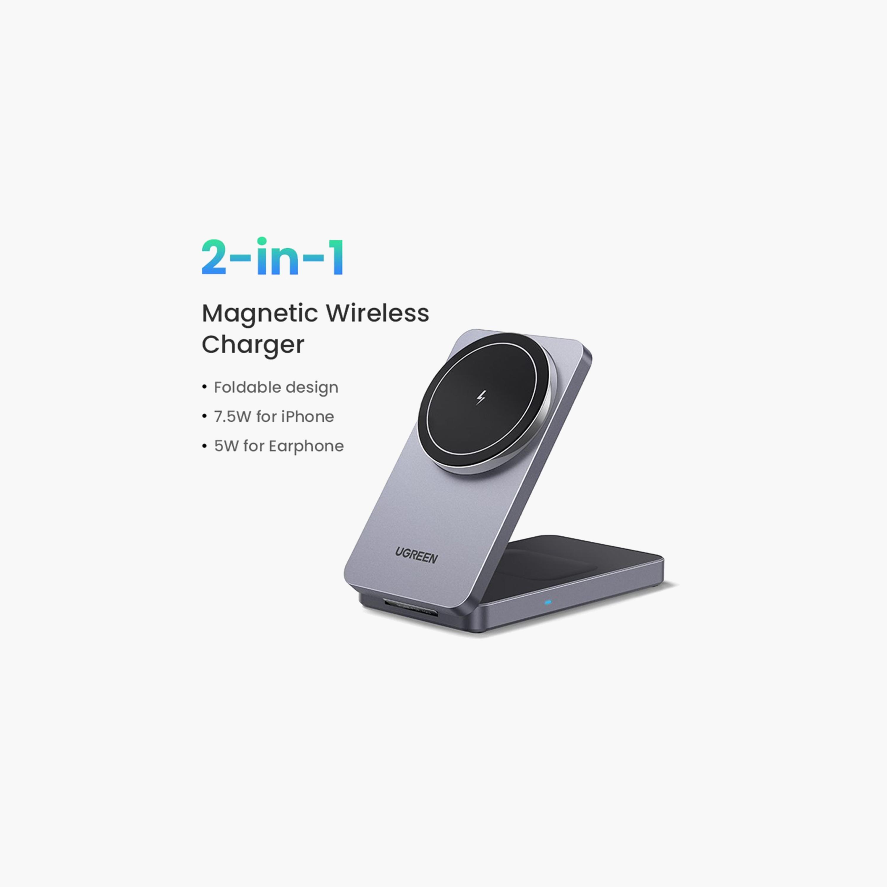 Ugreen MagFlow MagSafe Magnetic Wireless Charger 2-in-1 - Gray-electronics-accessories-mobileaccesories-image-3