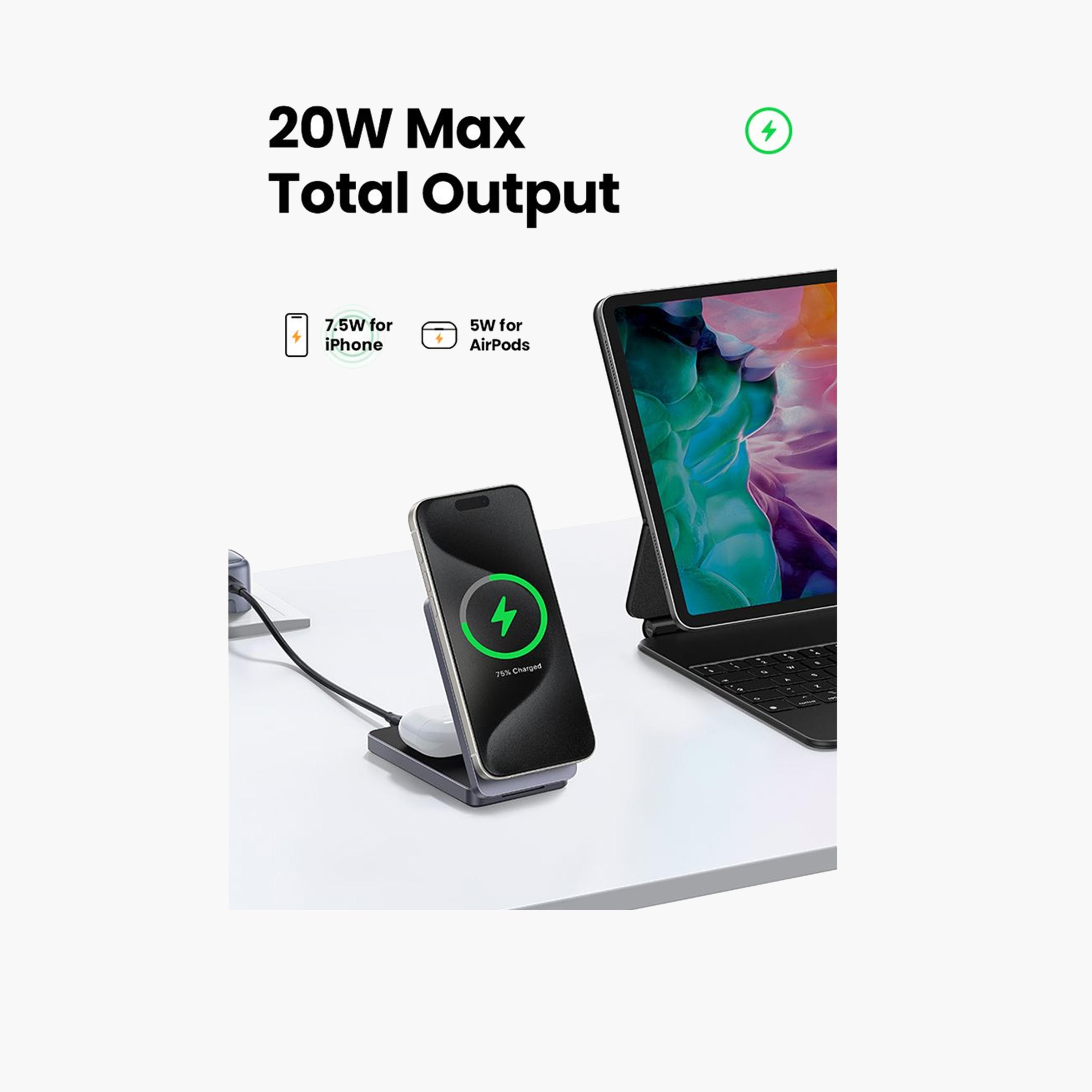 Ugreen MagFlow MagSafe Magnetic Wireless Charger 2-in-1 - Gray-electronics-accessories-mobileaccesories-image-5