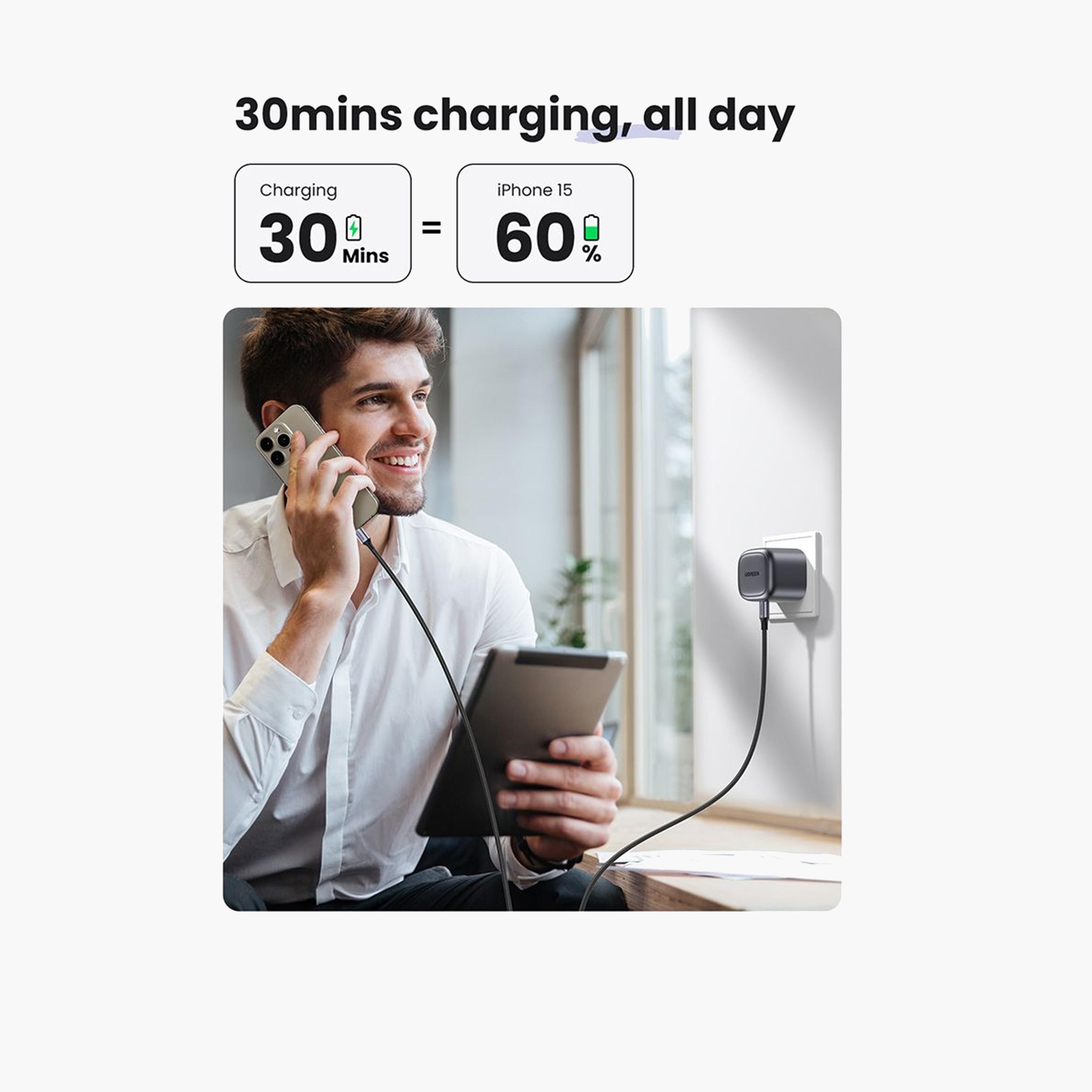 Ugreen Nexode Fast Charger GaN USB-C Port 30W - Gray-electronics-accessories-mobileaccesories-image-3