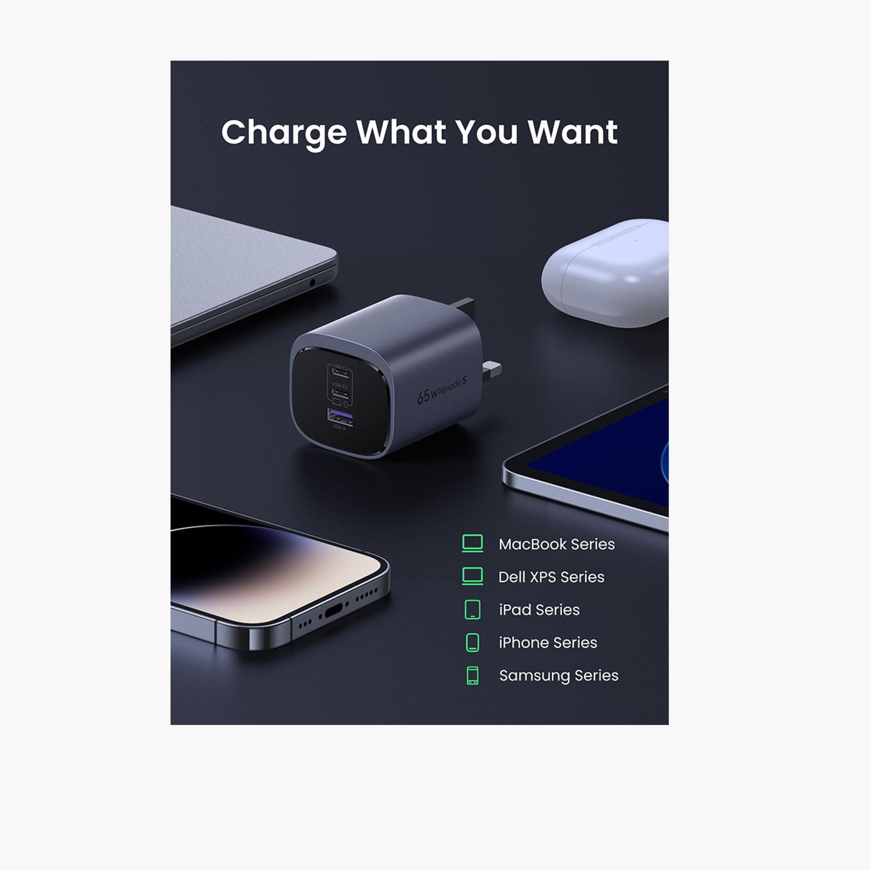 Ugreen Nexode S Fast Charger GaN 2 USB-C and USB Ports 65W - Gray-electronics-accessories-mobileaccesories-image-6