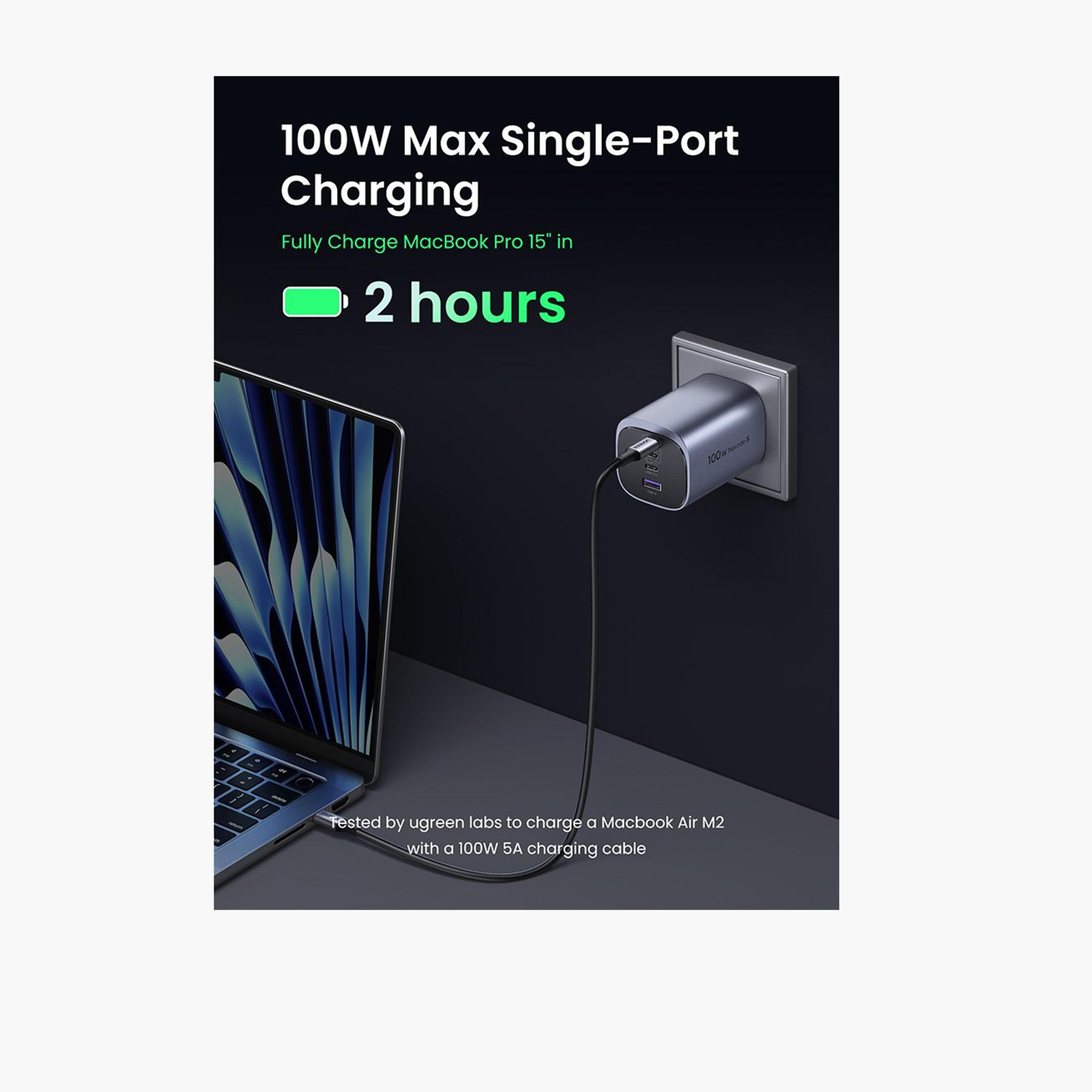 Ugreen Nexode S Fast Charger GaN 3 USB-C and USB Ports 100W - Gray-electronics-accessories-mobileaccesories-image-4