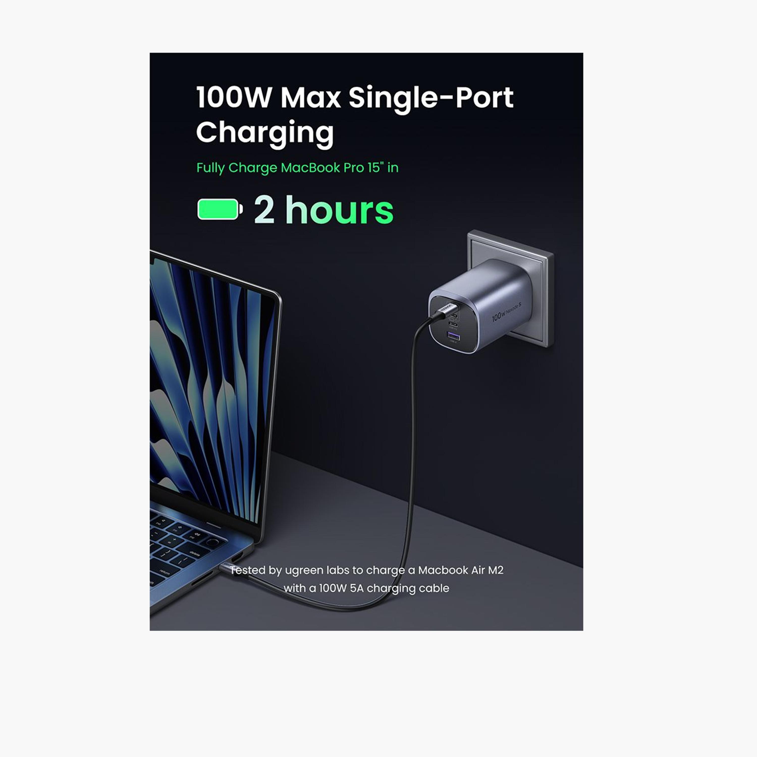 Ugreen Nexode S Fast Charger GaN 3 USB-C and USB Ports 100W - Gray-electronics-accessories-mobileaccesories-image-5