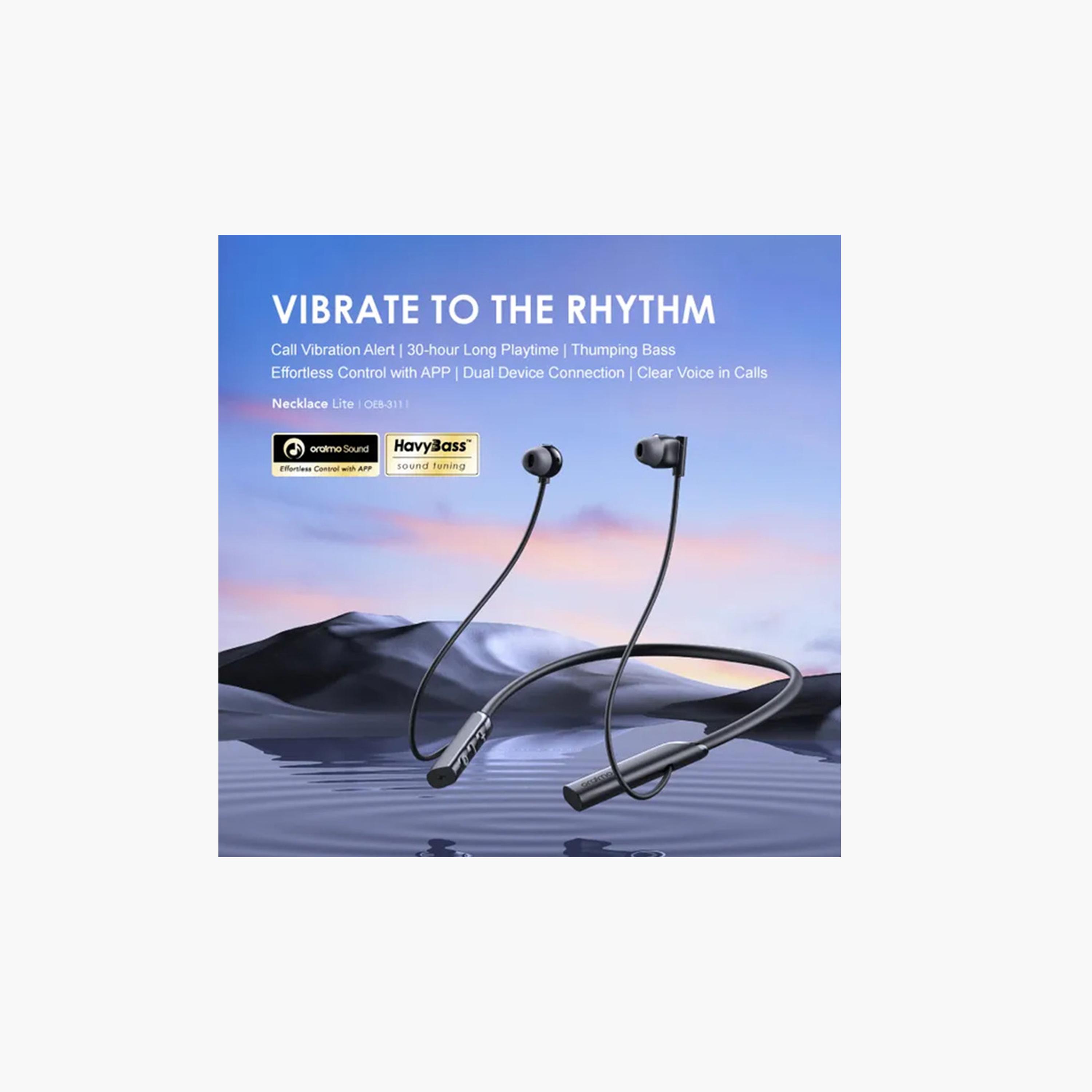 Oraimo Earbuds Necklace Lite Call Vibration Wireless Headphones - Black-electronics-headphonesandearphones-image-4