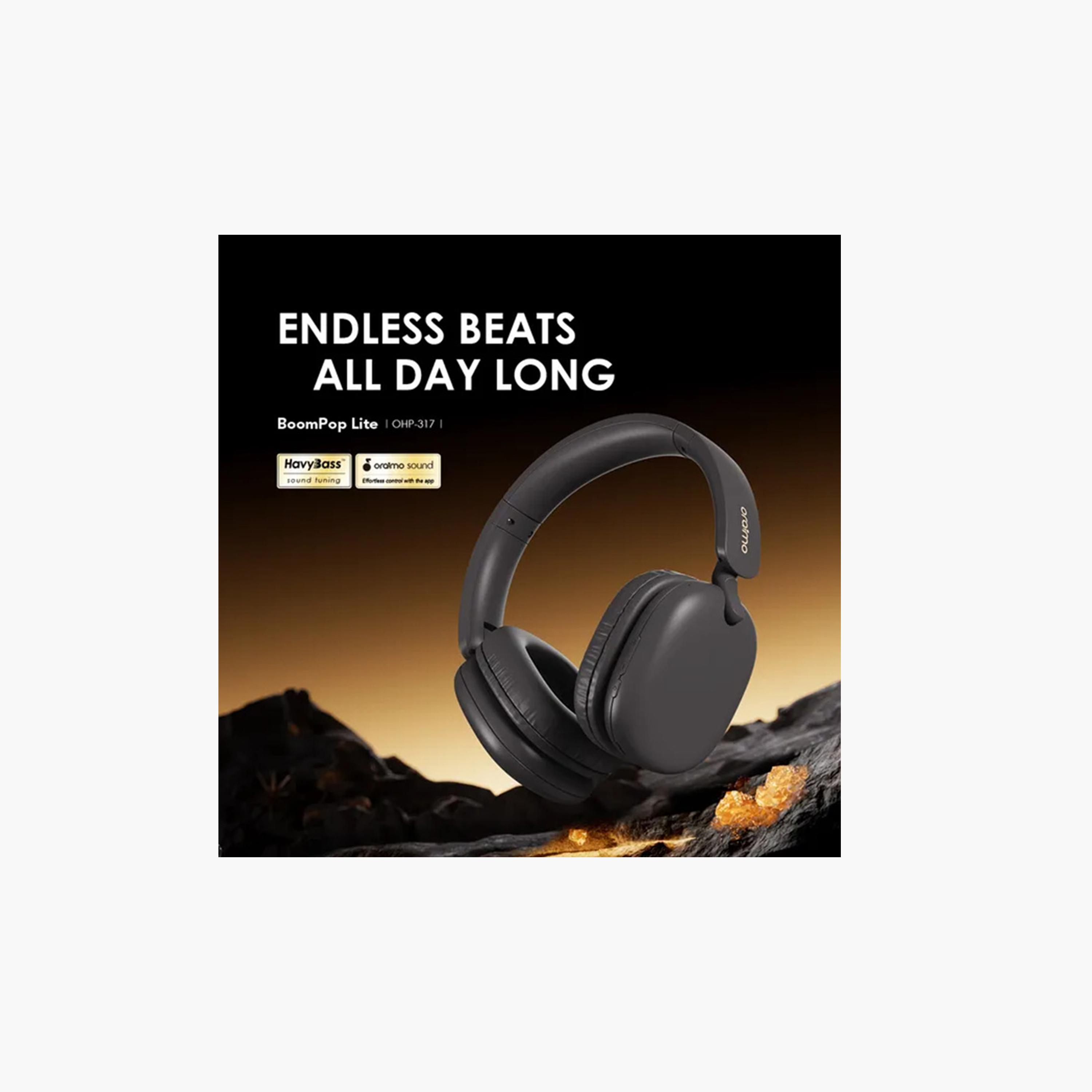Oraimo Headphone BoomPop Lite ENC Over-Ear Wireless - Black-electronics-headphonesandearphones-image-3