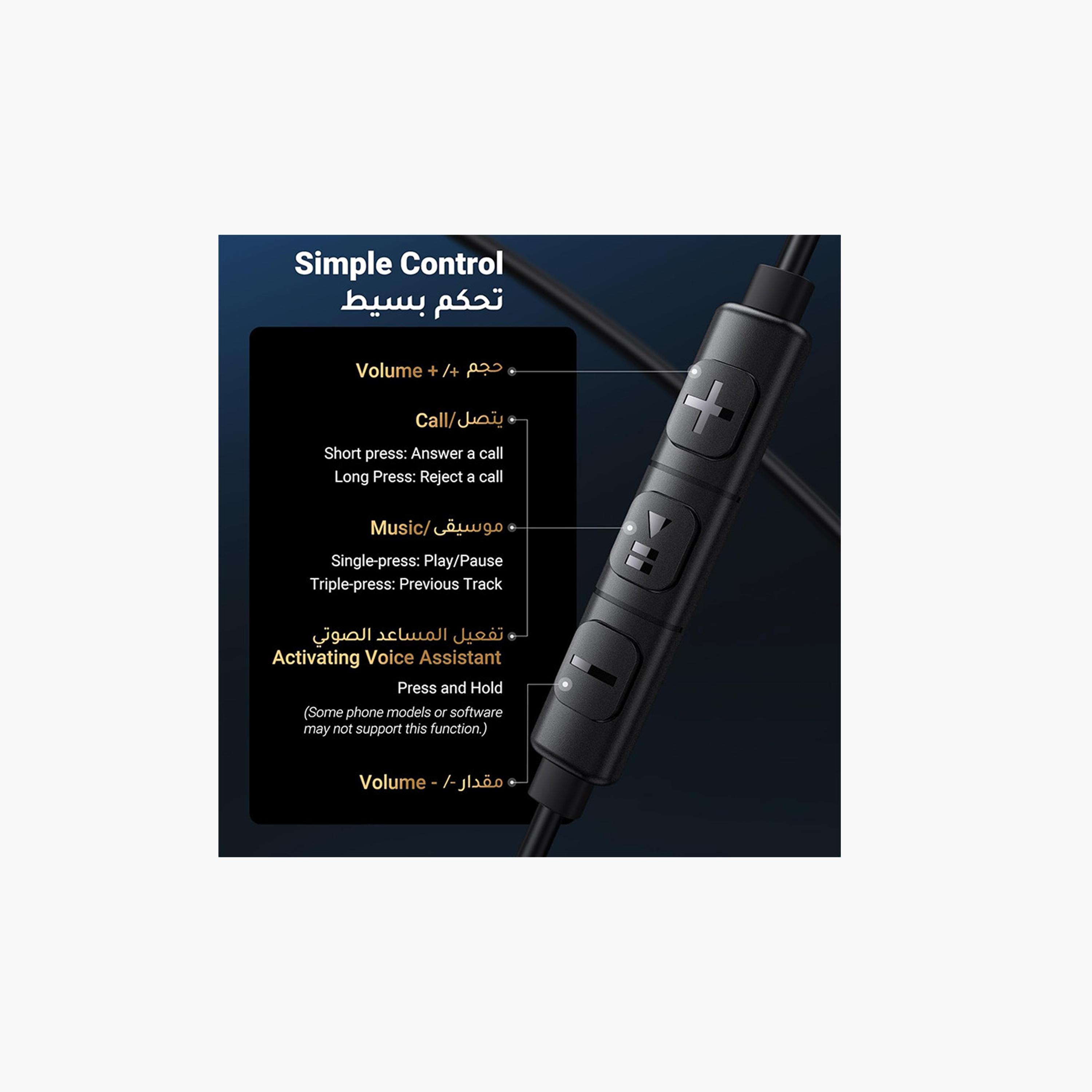 Ugreen Earphone Wired with Microphone Built-in USB-C Connector - Black-electronics-headphonesandearphones-image-2