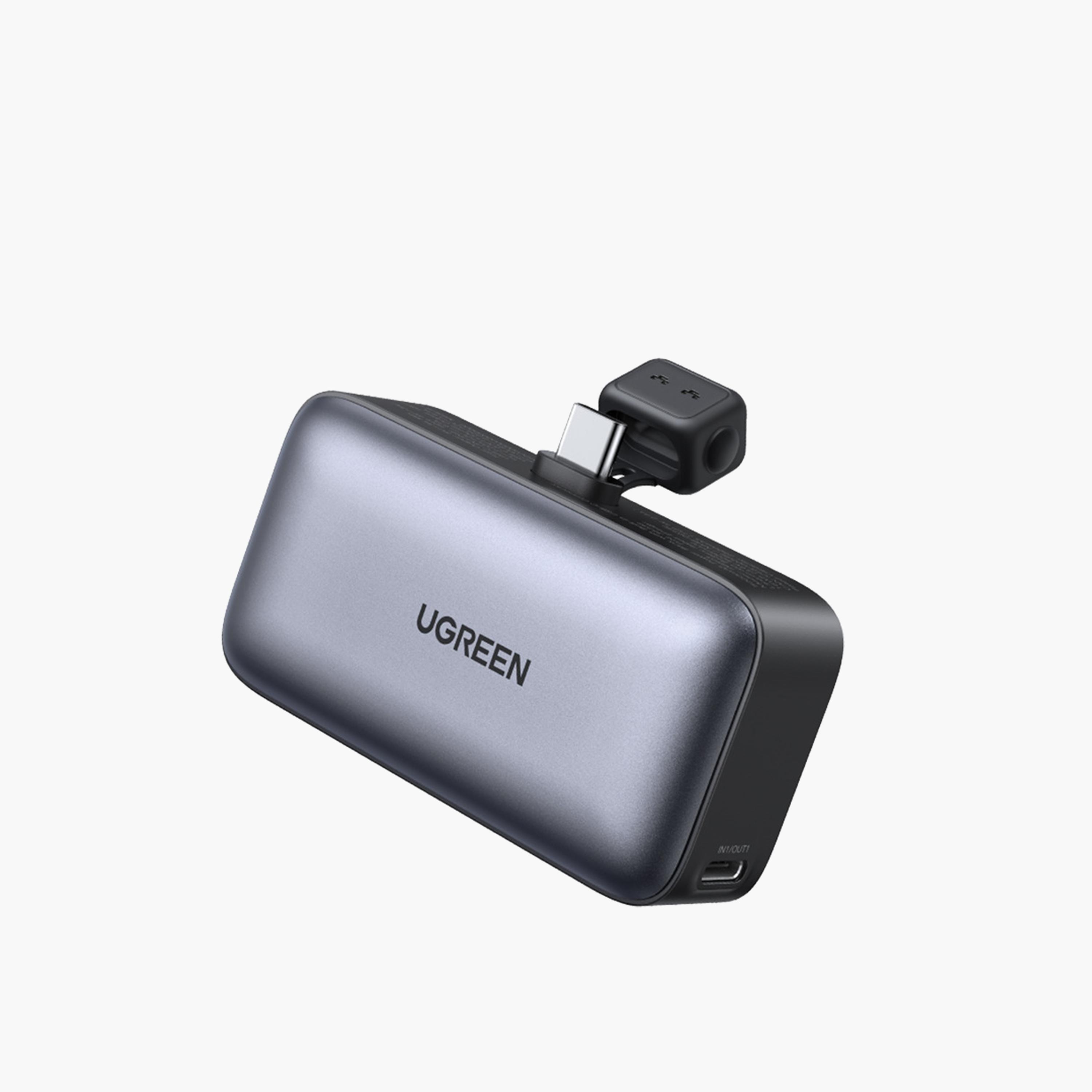 Ugreen Mini PowerBank With Built-in USB-C Connector and USB-C Port 5000mAh 22.5W - Gray-electronics-accessories-mobileaccesories-image-1
