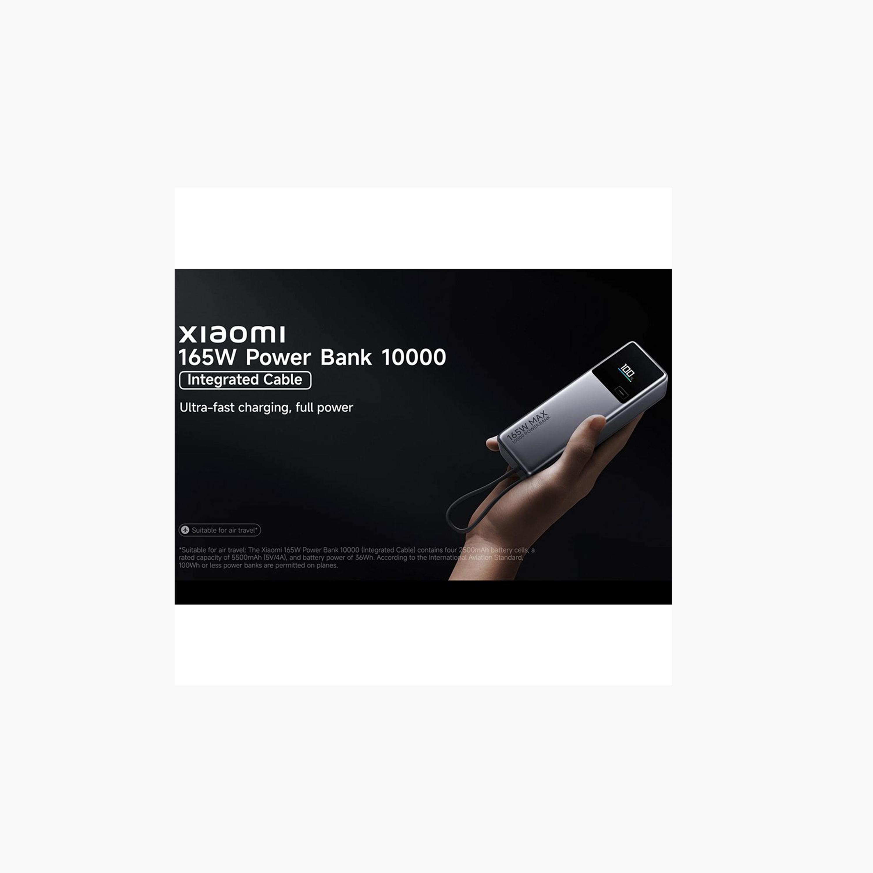 Xiaomi Power Bank 165W USB-C Integrated Cable Dual Ports USB-C 10000mAh - Gray-electronics-accessories-mobileaccesories-image-2