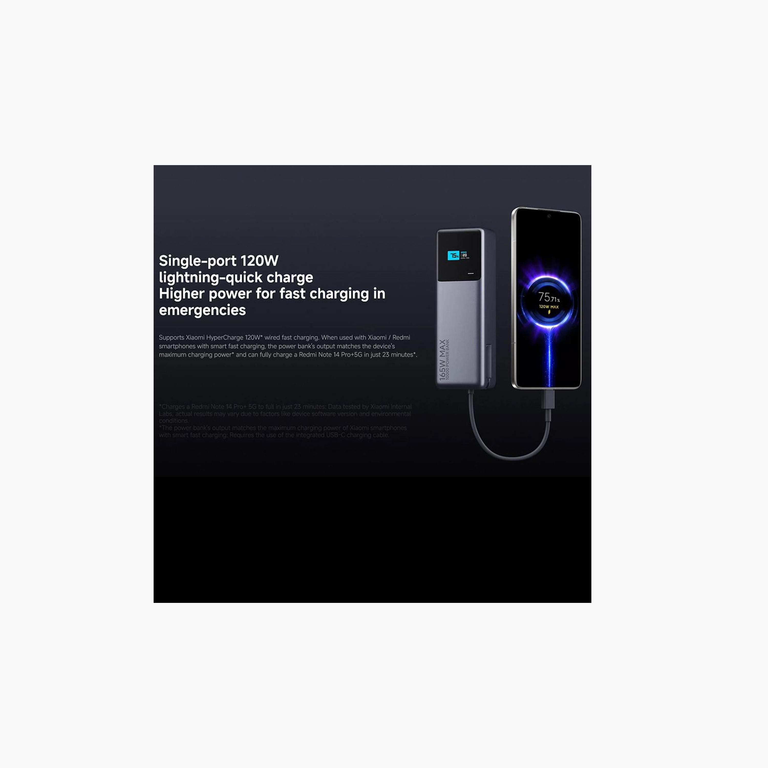 Xiaomi Power Bank 165W USB-C Integrated Cable Dual Ports USB-C 10000mAh - Gray-electronics-accessories-mobileaccesories-image-5