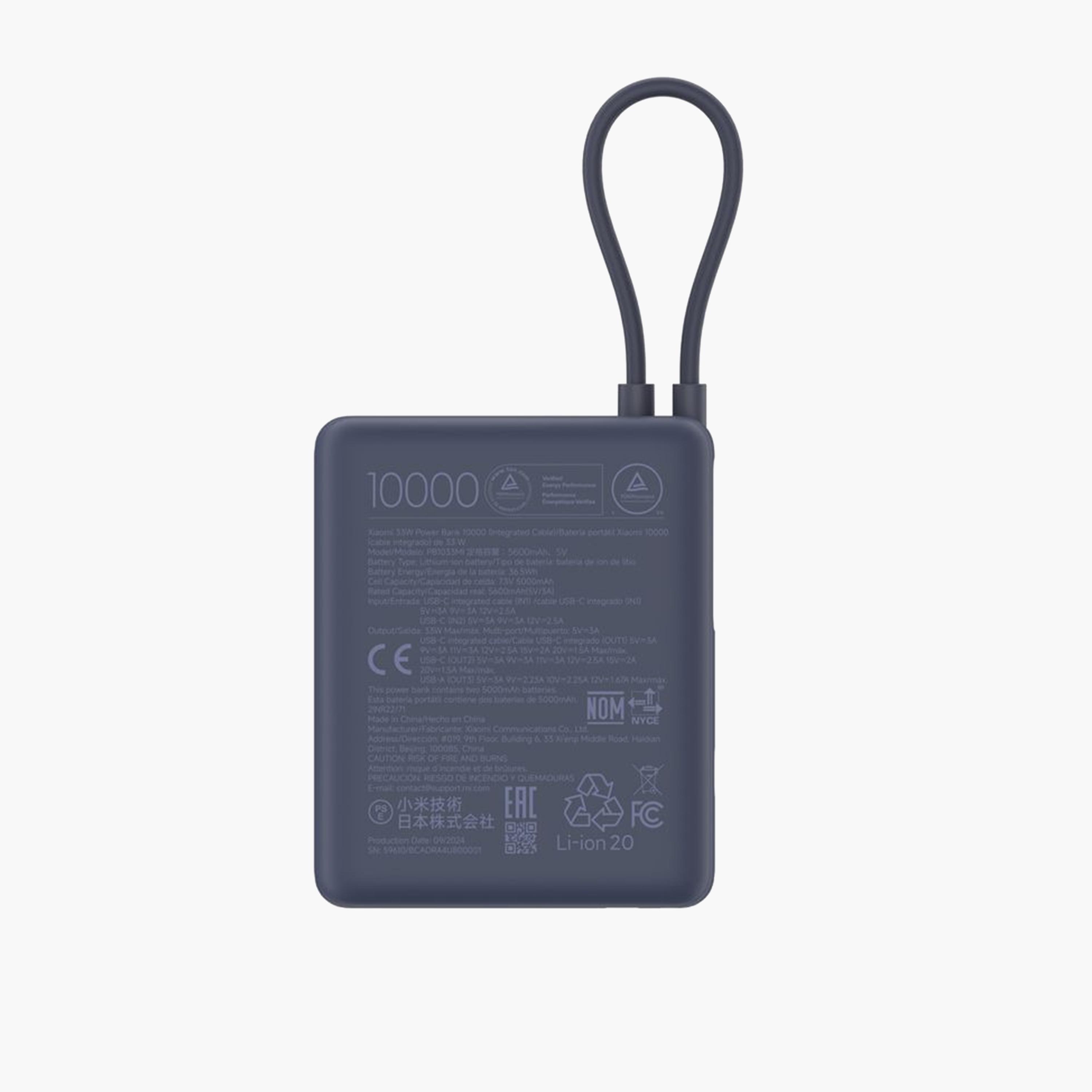 Xiaomi Power Bank USB and USB-C Port and USB-C Integrated Cable 10000mAh 33W BHR9341GL - Blue-electronics-accessories-mobileaccesories-image-2