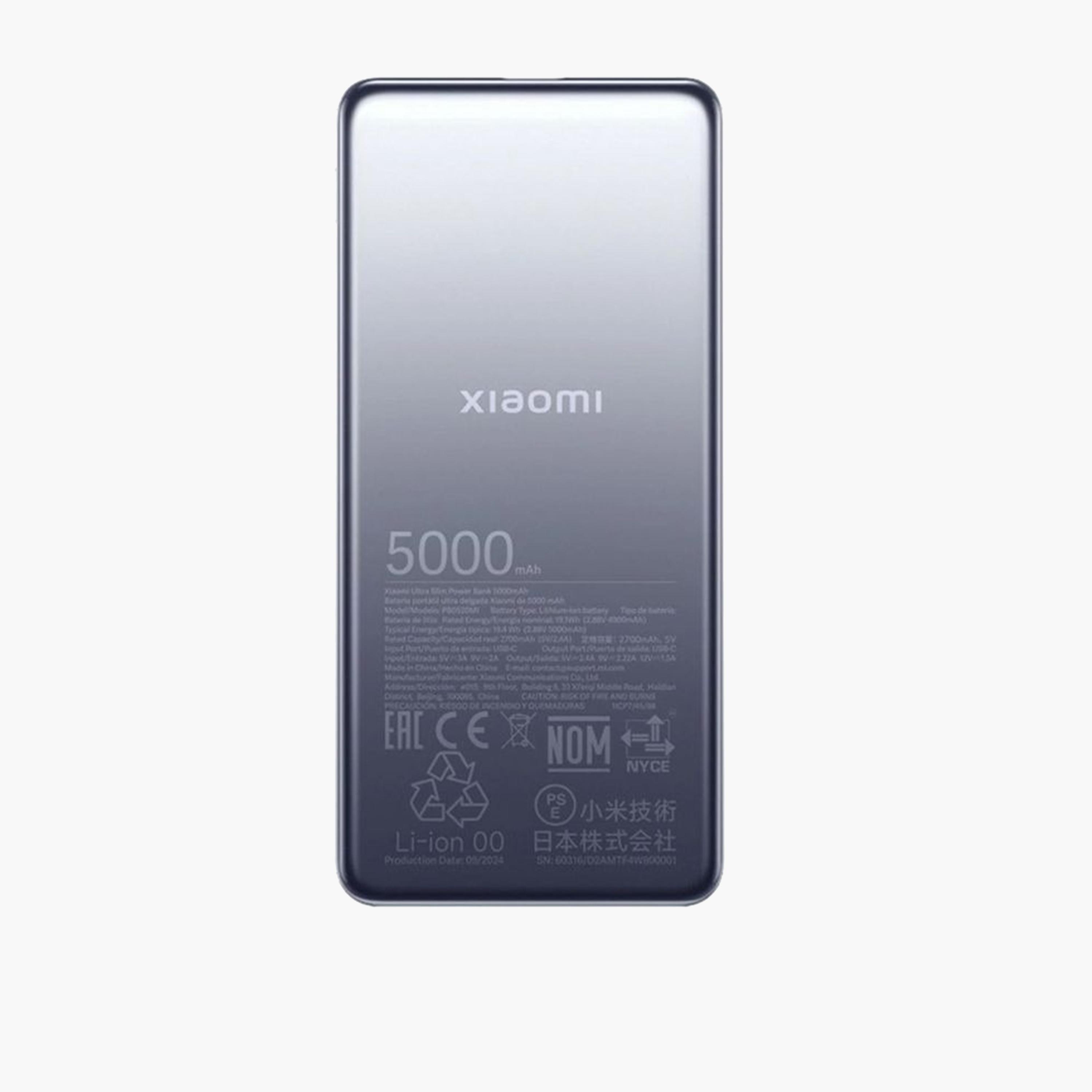 Xiaomi Ultra Slim Power Bank USB-C Port 5000mAh 20W - Gray-electronics-accessories-mobileaccesories-image-2