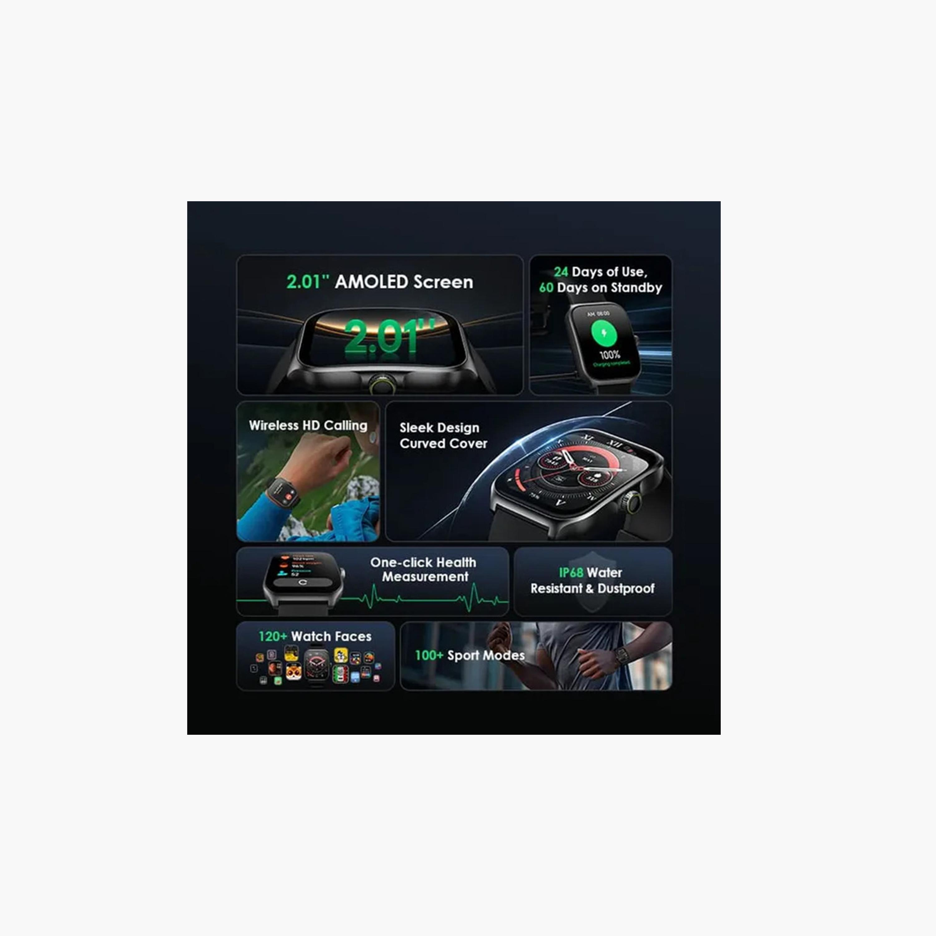 Oraimo Smart Watch Nova AM 2.01" AMOLED - Light Chrome-men-watchesandjewellery-watches-image-3