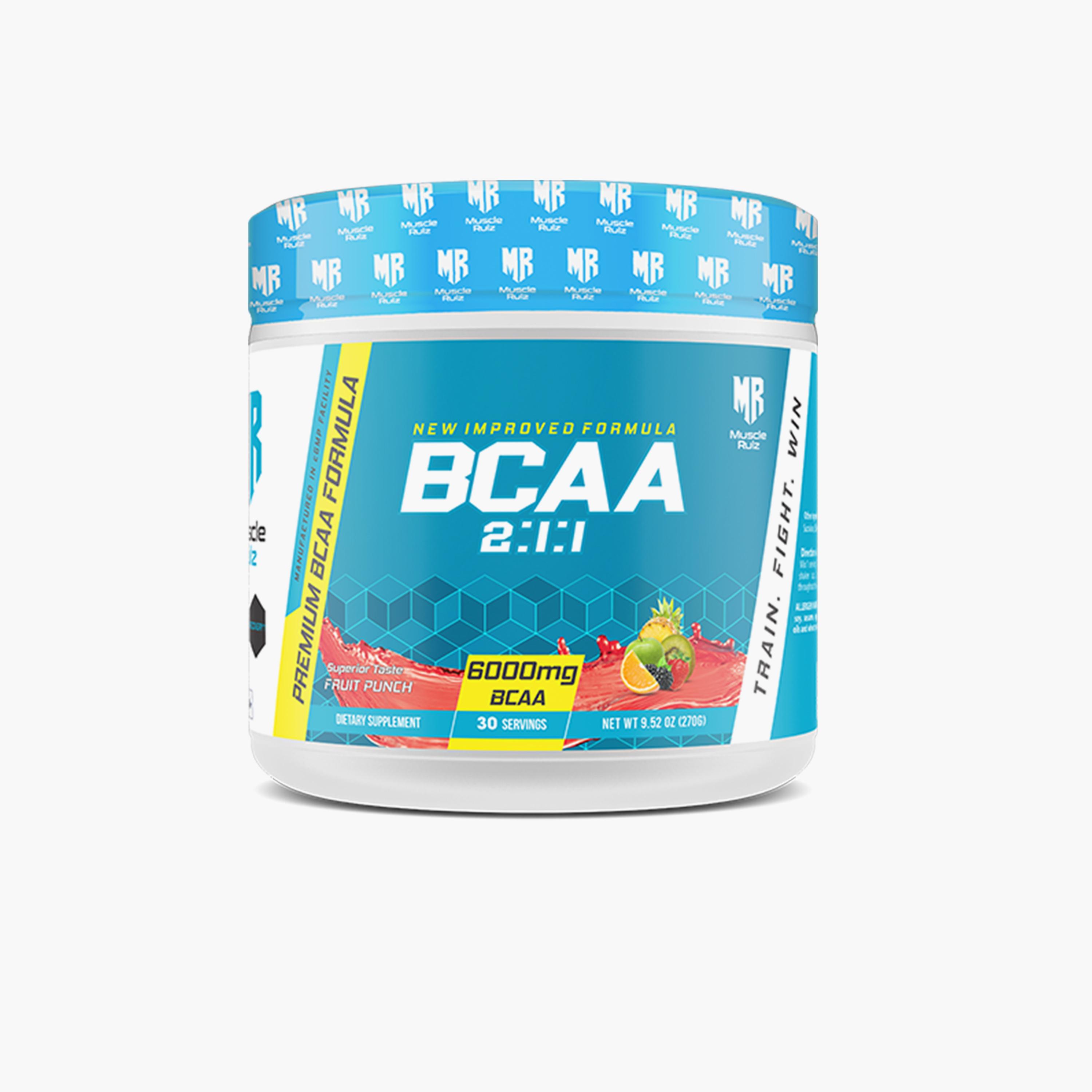 Muscle Rulz BCAA+B6 6000mg / 30 Servings - Fruit Punch-sports-nutrition-prepostworkout-image-1