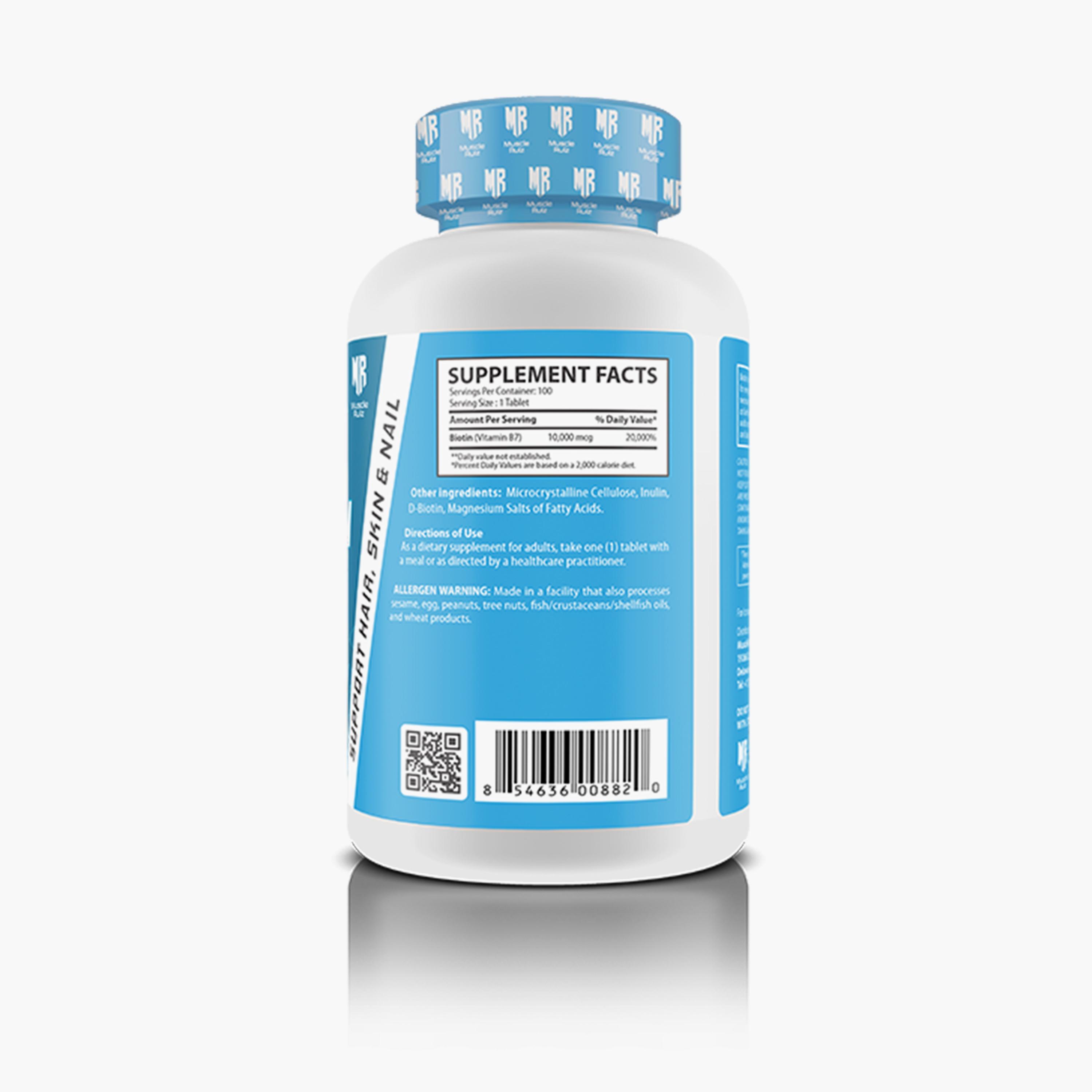 Muscle Rulz Biotin 10000 mcg - 100 Tablets-sports-nutrition-vitaminshealthsupplements-image-2