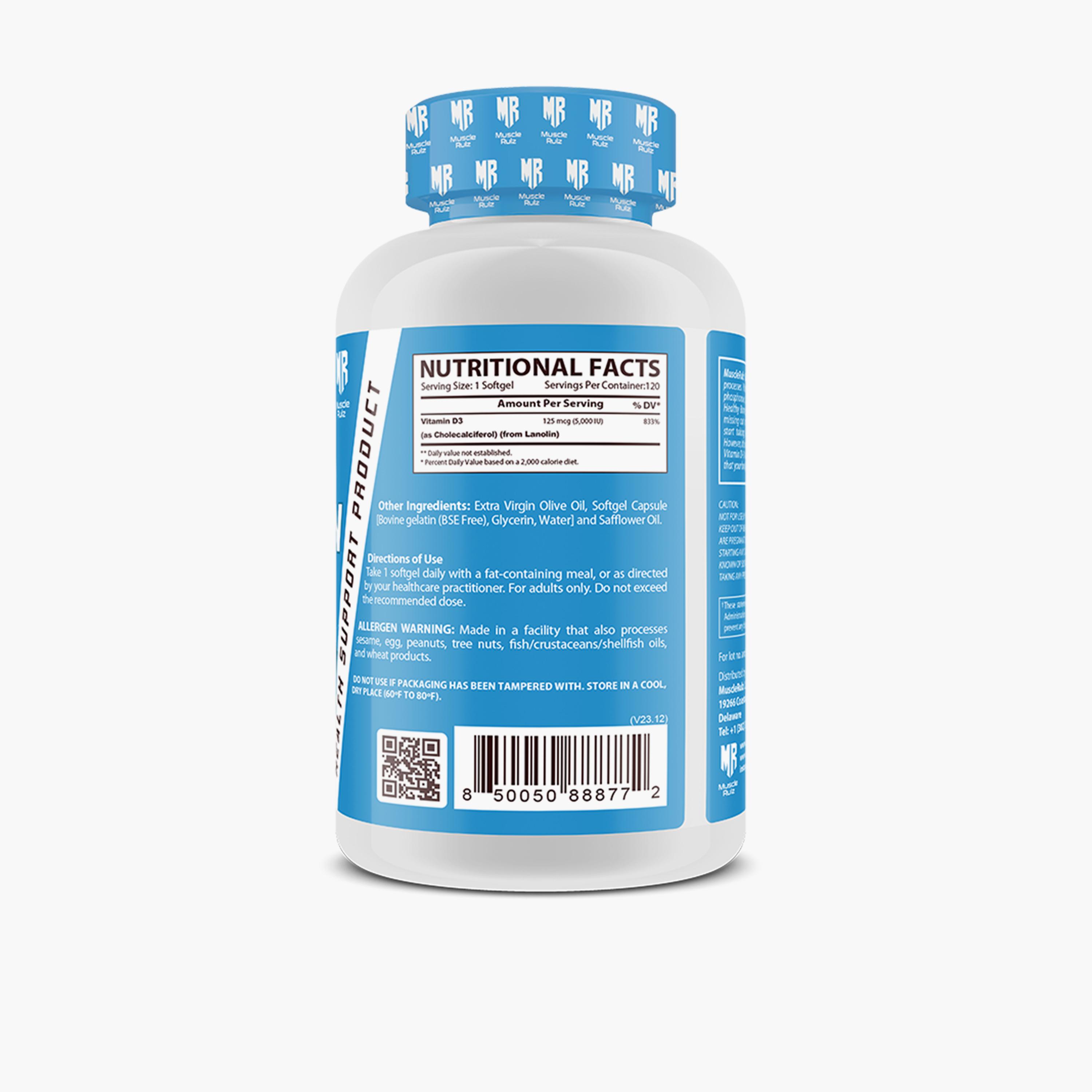 Muscle Rulz Vitamin D3 5000IU 120 Softgel-sports-nutrition-vitaminshealthsupplements-image-2