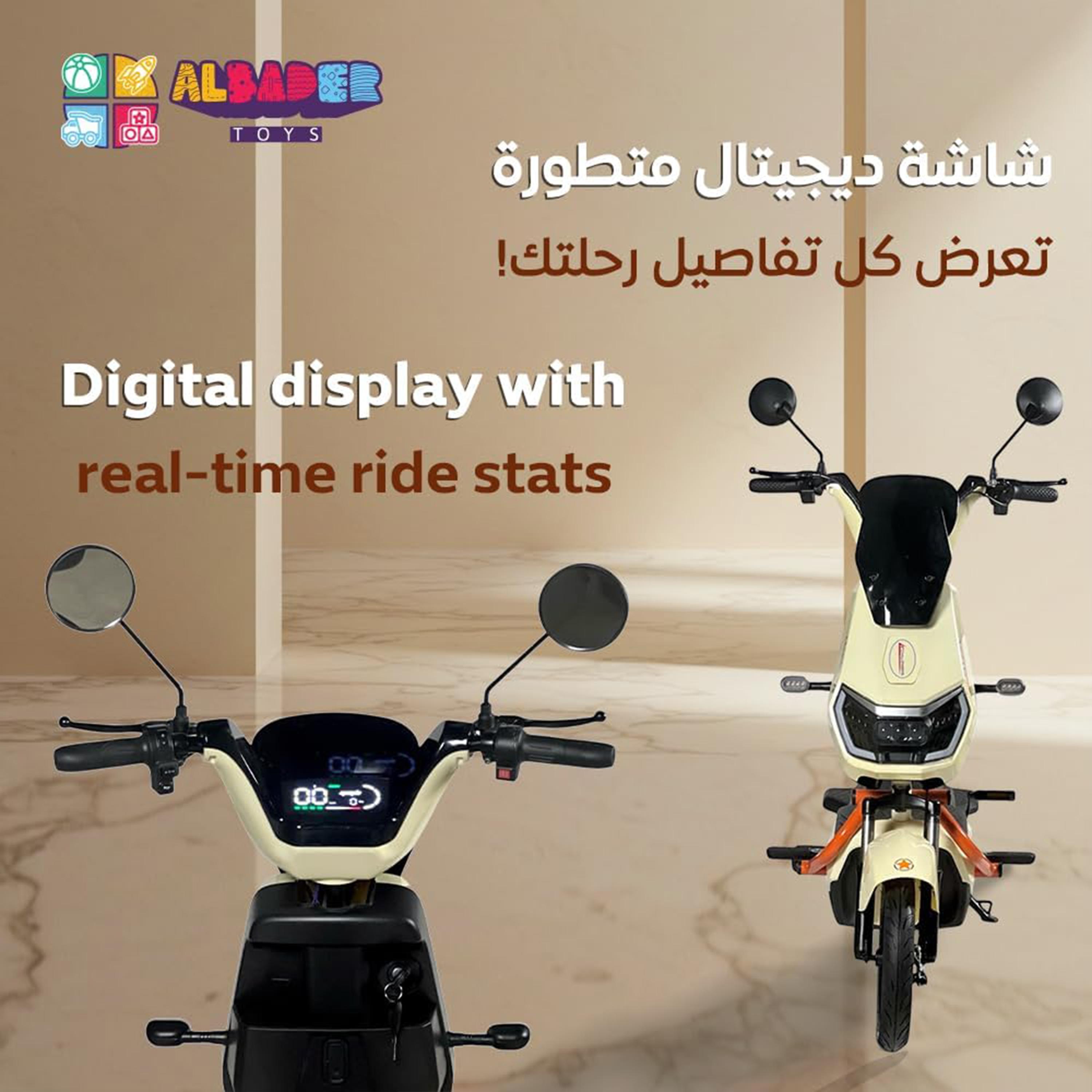 سكوتر دفع كهربائي V30 برو بقوة 500 واط مع 4 بطاريات (48 فولت) مزود بمقعدين ودواسات يدوية بسرعة قصوى 40 كيلومتر/ساعة ونطاق 30-35 كلم من البدر، مقاس 35 سم-sports-gear-scooters-image-4