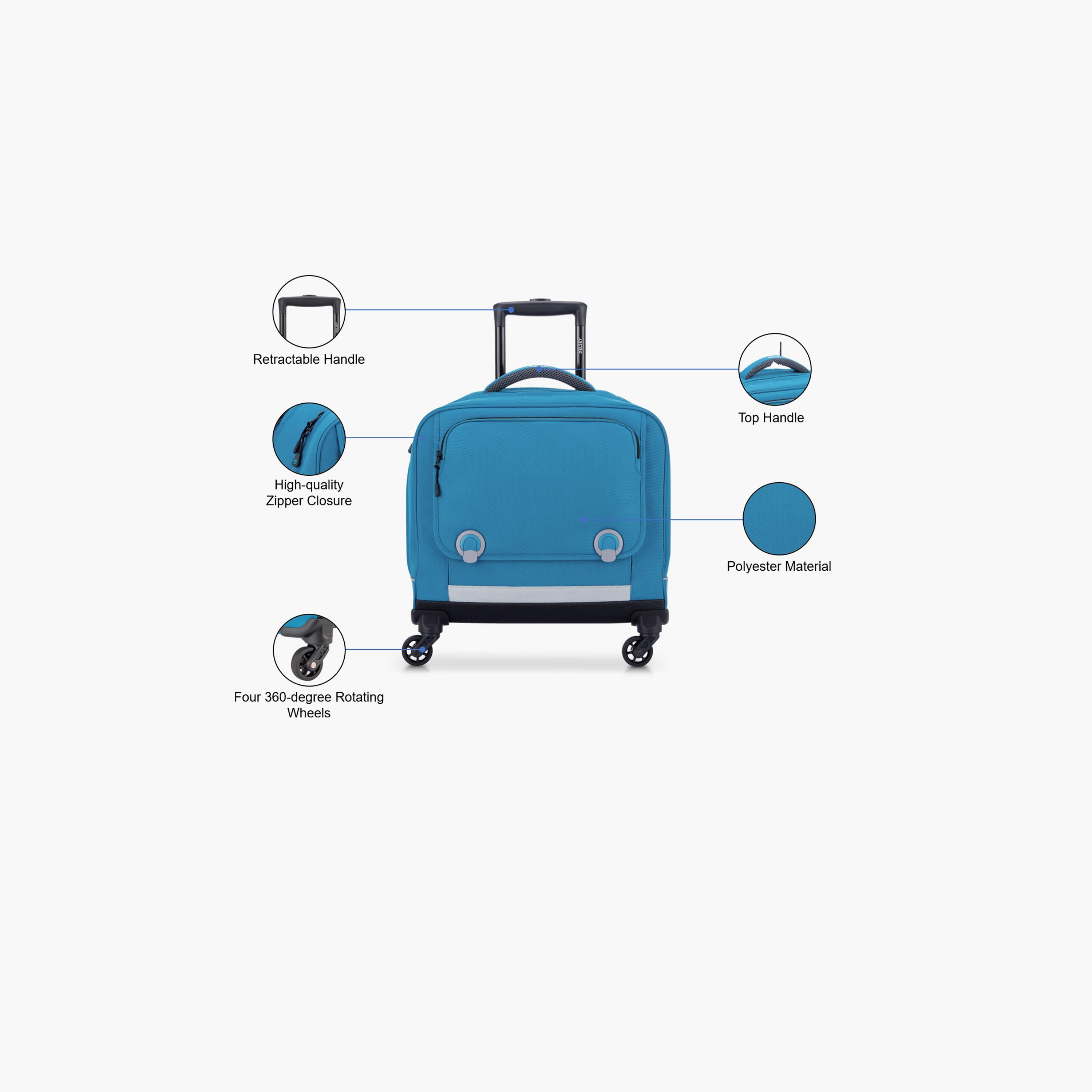 Delsey Paris 15.6 Inches Trolley Bag with Adjustable Shoulder Straps, Polyester | 3391452-32-school-bagsandbackpacks-trolleybags-image-3