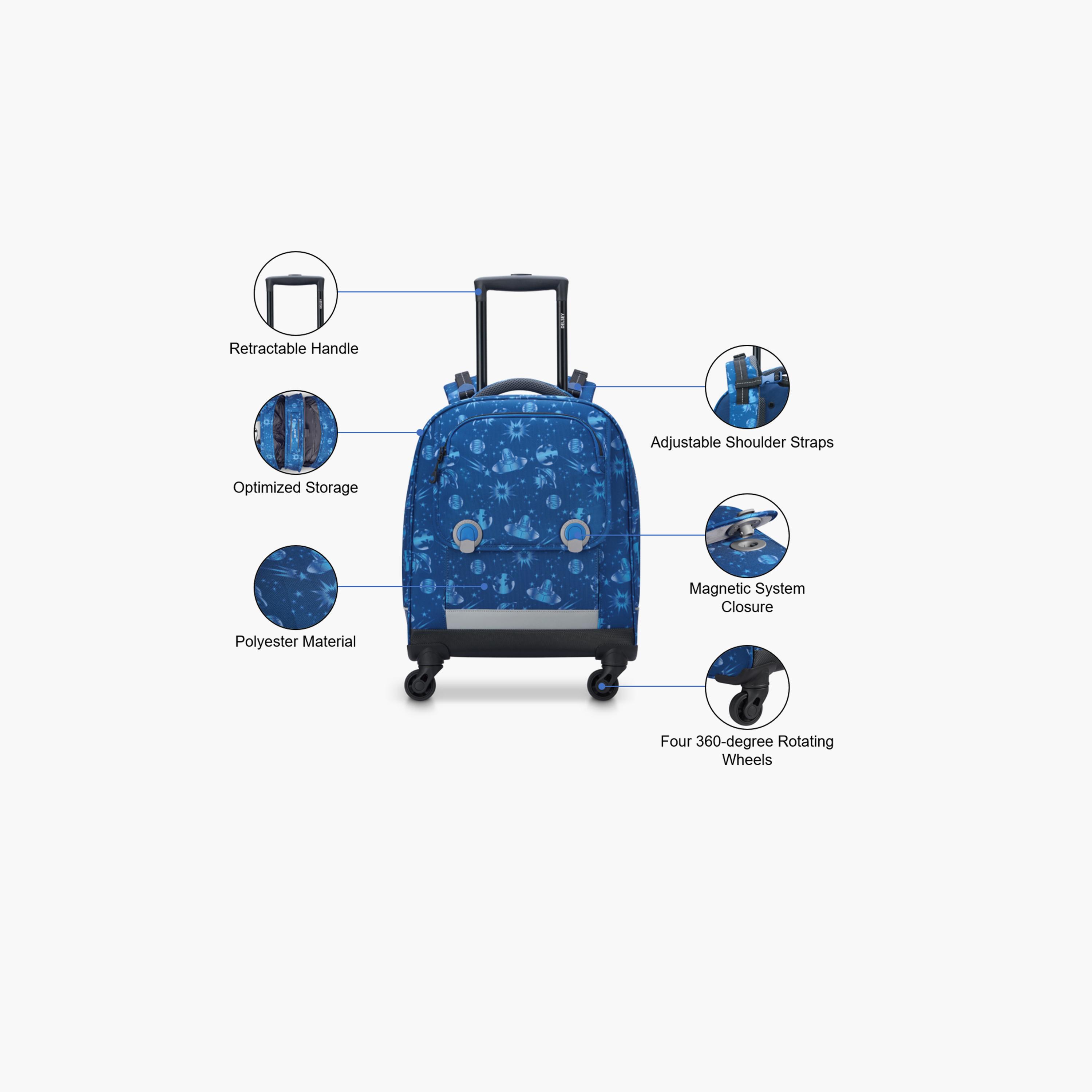 Delsey Paris 19.6 Inches Trolley Bag with Adjustable Shoulder Straps, Polyester | 33864530222-school-bagsandbackpacks-trolleybags-image-3