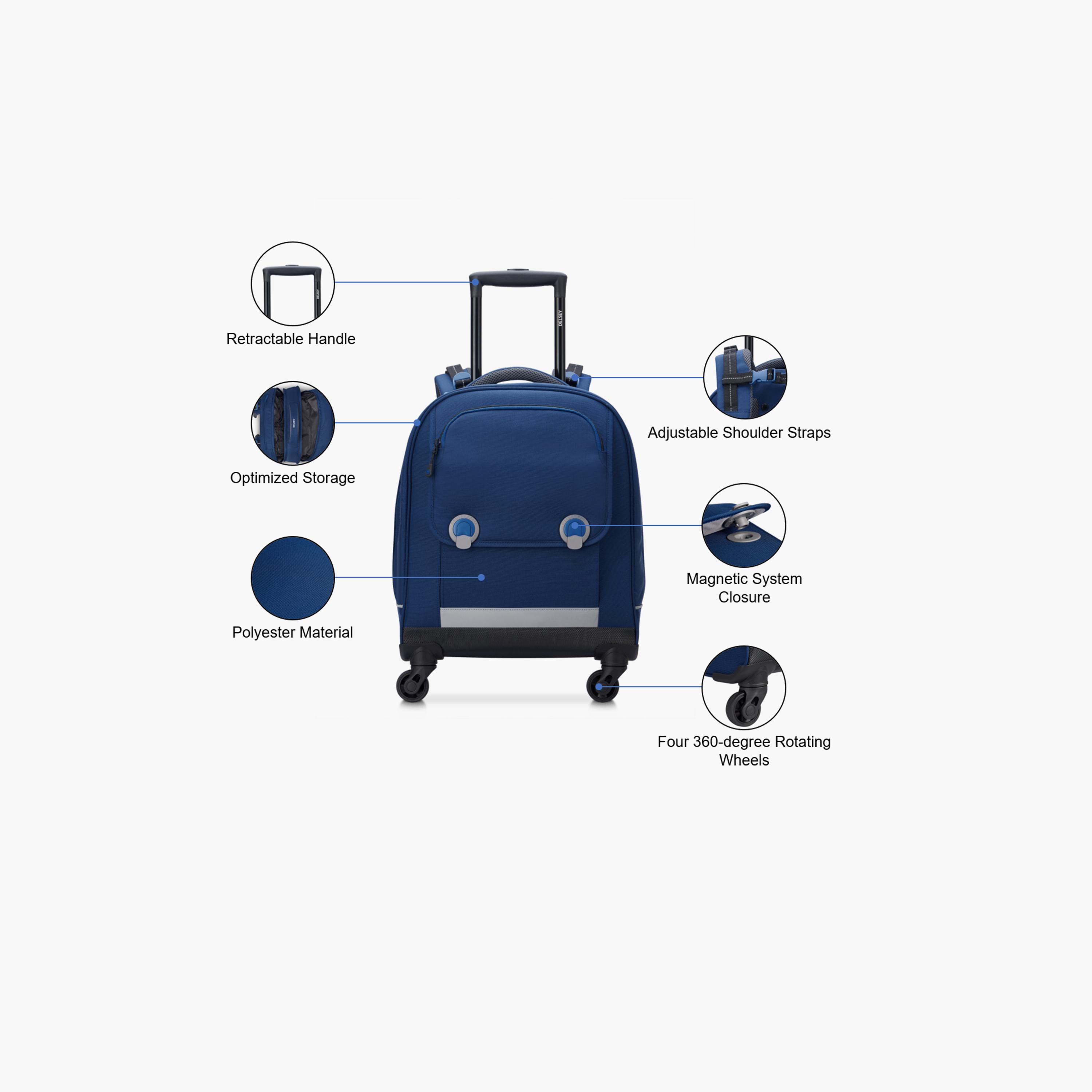 Delsey Paris 19.6 Inches Trolley Bag with Adjustable Shoulder Straps, Polyester | 33864532222-school-bagsandbackpacks-trolleybags-image-3