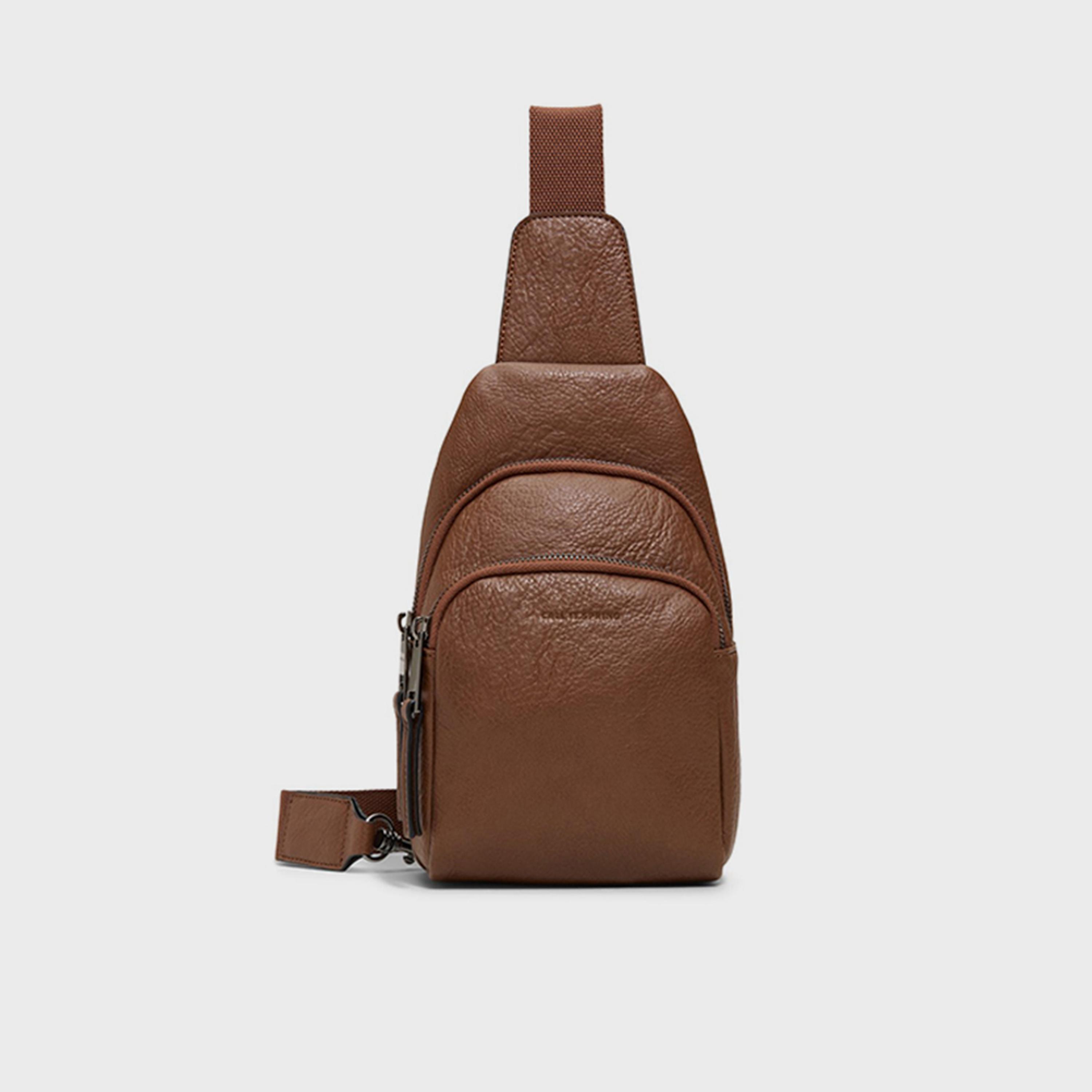 كول ات سبرينغ- شنطة كروس منقوشة إغلاق بسحاب وحزام قابل للتعديل | 26 × 16 × 11 سم-men-bags-image-1