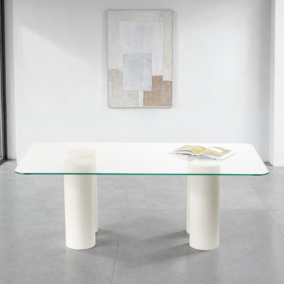 Studio Obliq Aura 6-Seater Glass Top Dining Table