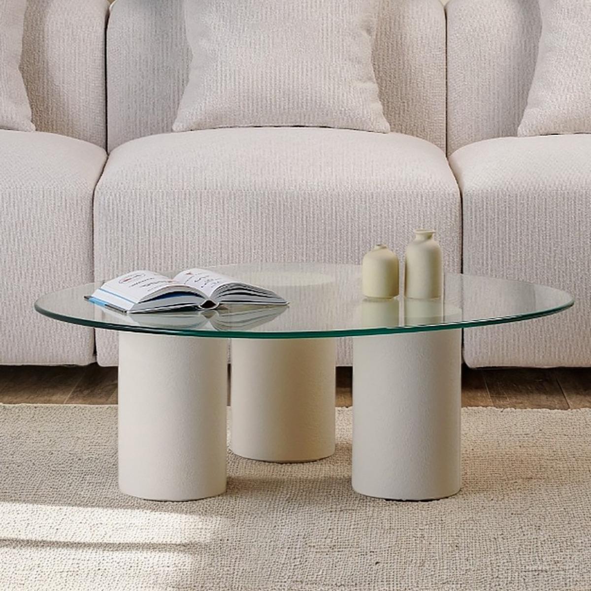 Studio Obliq Pebble Glass Top Coffee Table
