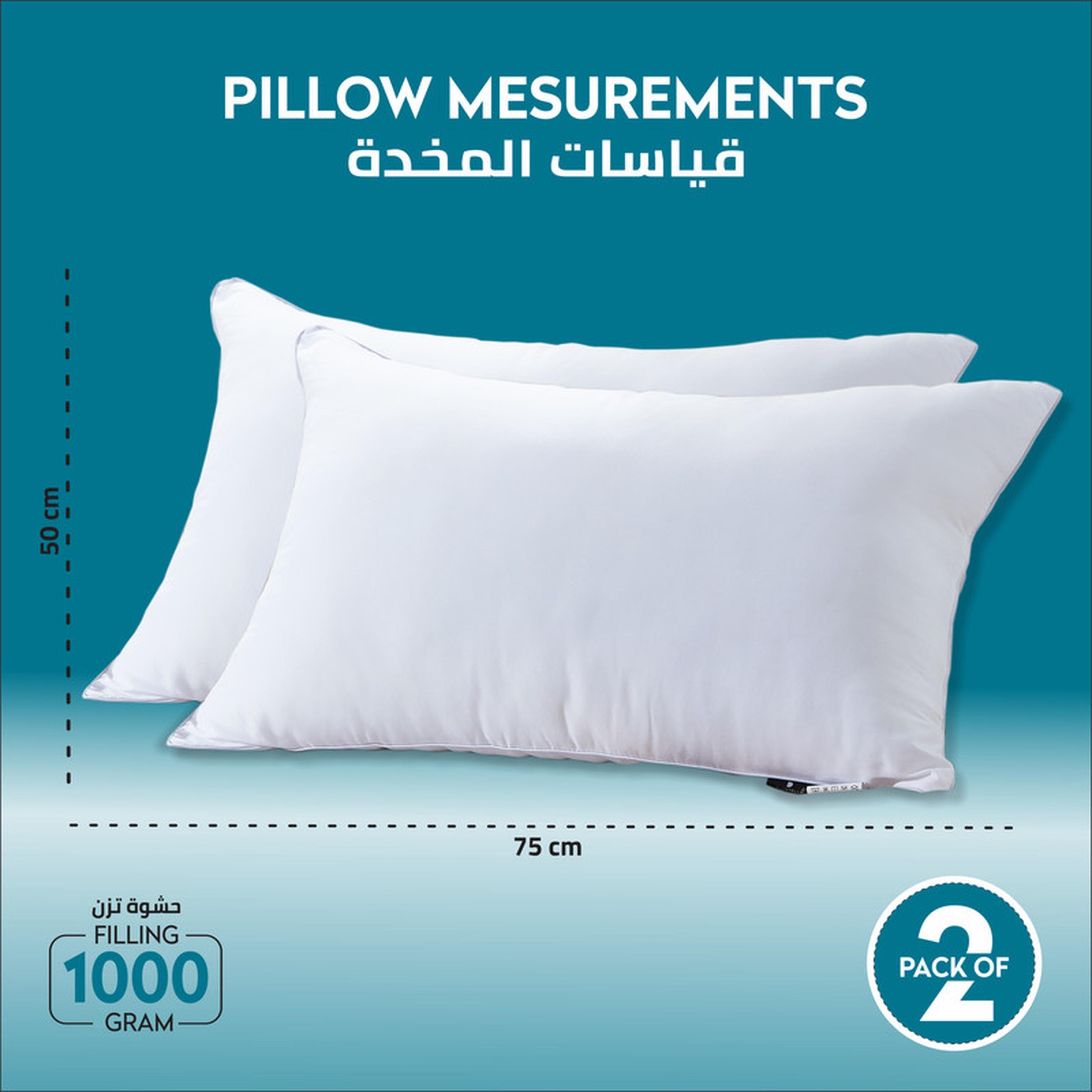 Luxury 2-Piece Down Alternative Filling Microfibre Mid Loft Hotel Pillow Set - 75x50 cms-household-bedding-pillows-image-2