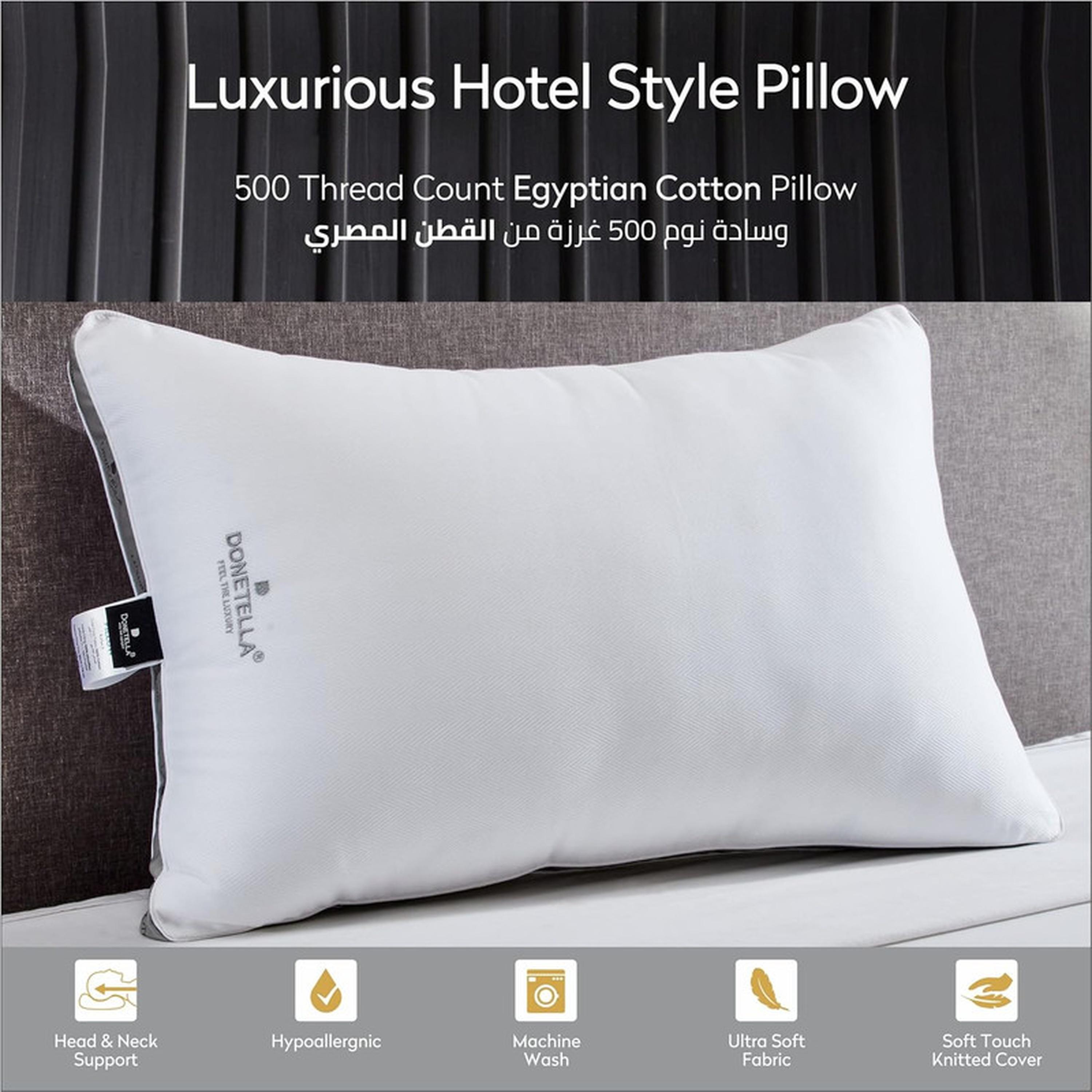 Hotel 500 Thread Count Egyptian Cotton Top Pillow - 50x75 cms-household-bedding-pillows-image-4