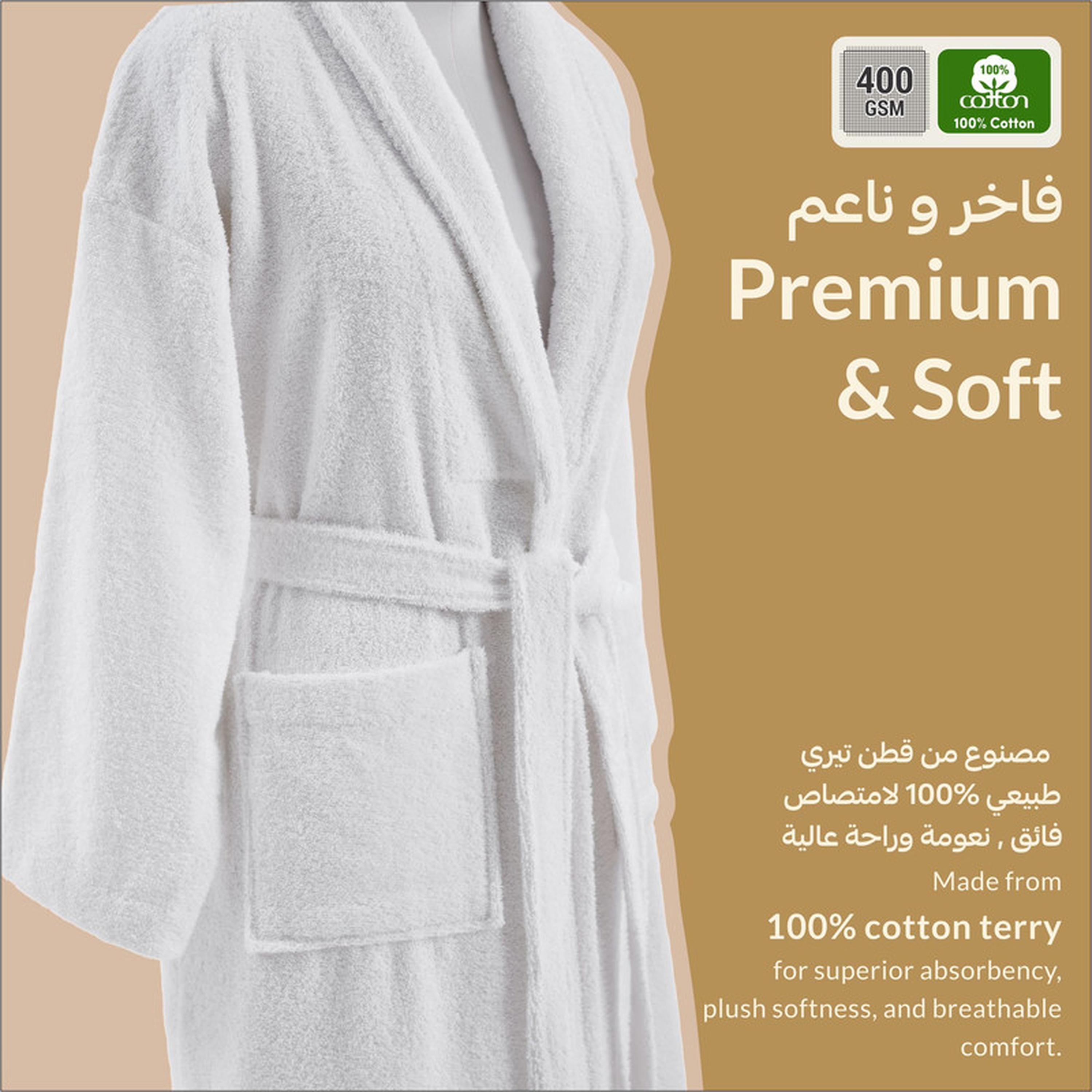 Solid 400 GSM Cotton Terry Shawl Collar Bathrobe with Pockets - Large & Extra Large-household-bathandlaundry-bathlinen-bathrobesandslippers-bathrobes-image-4