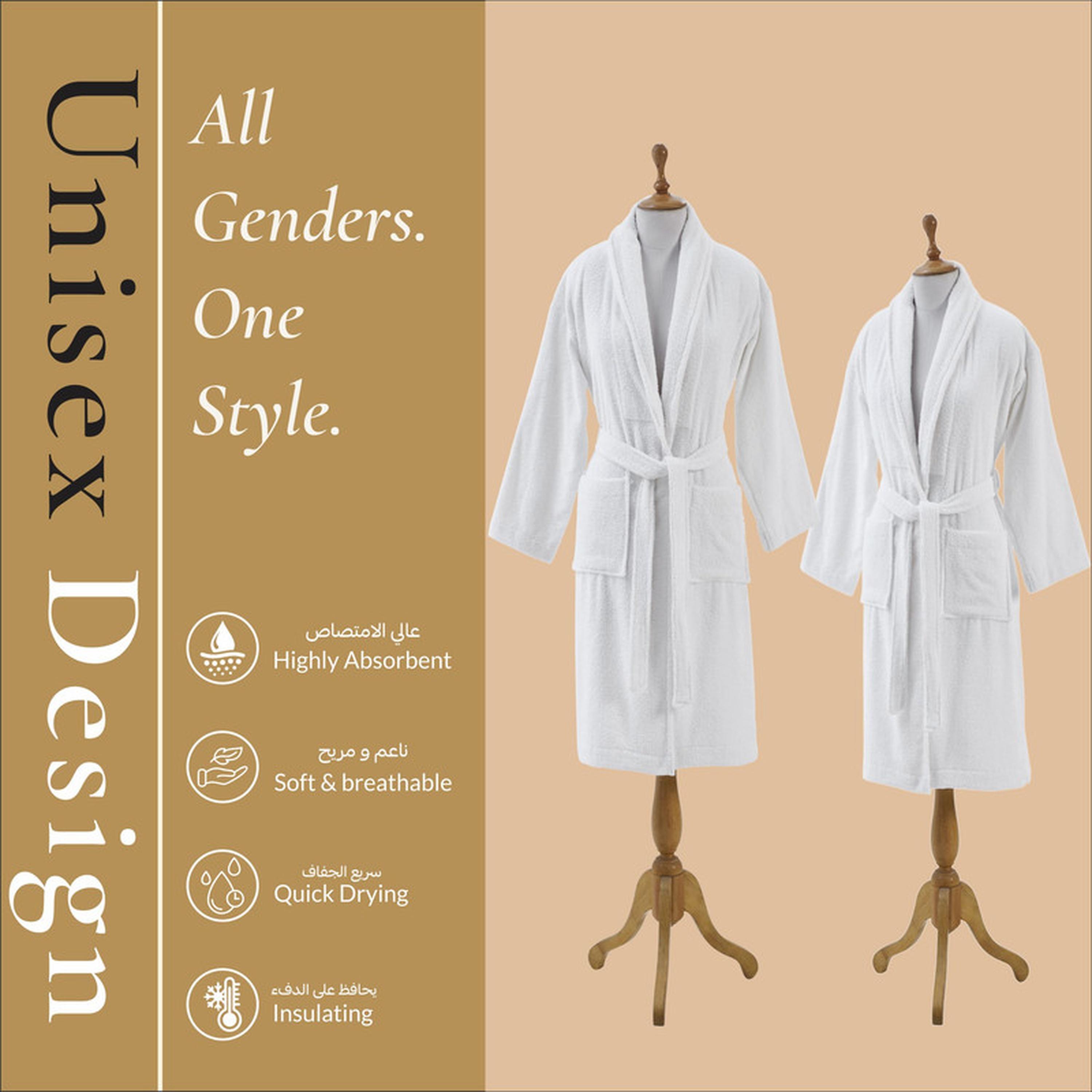 Solid 400 GSM Cotton Terry Shawl Collar Bathrobe with Pockets - Large & Extra Large-household-bathandlaundry-bathlinen-bathrobesandslippers-bathrobes-image-6