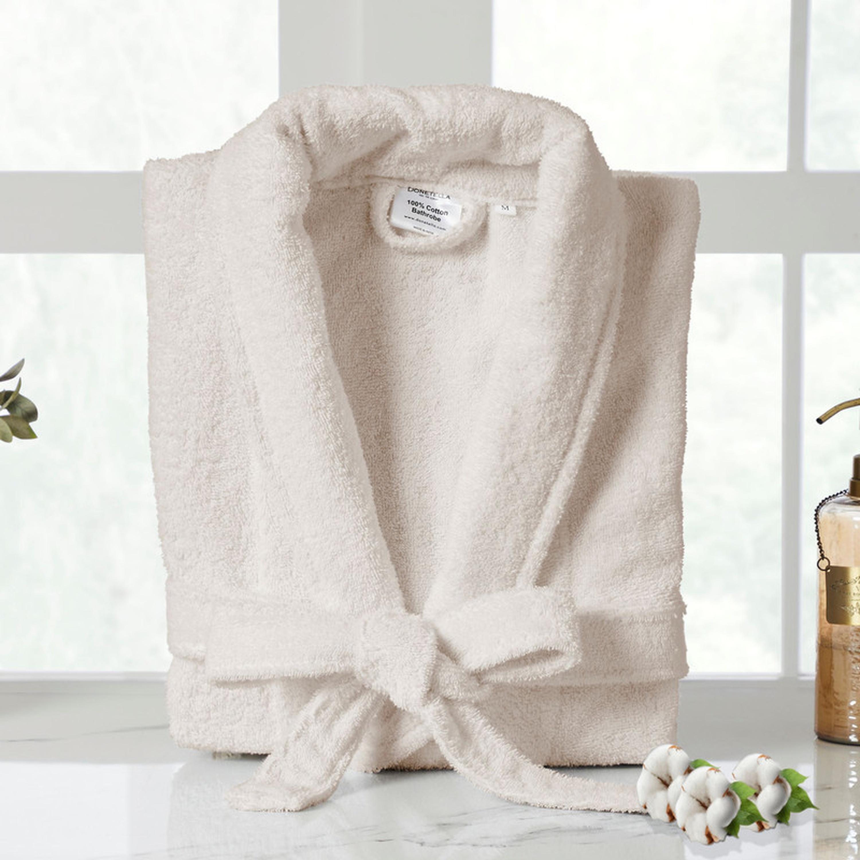 Solid 400 GSM Cotton Terry Shawl Collar Bathrobe with Pockets - Large & Extra Large-household-bathandlaundry-bathlinen-bathrobesandslippers-bathrobes-image-1