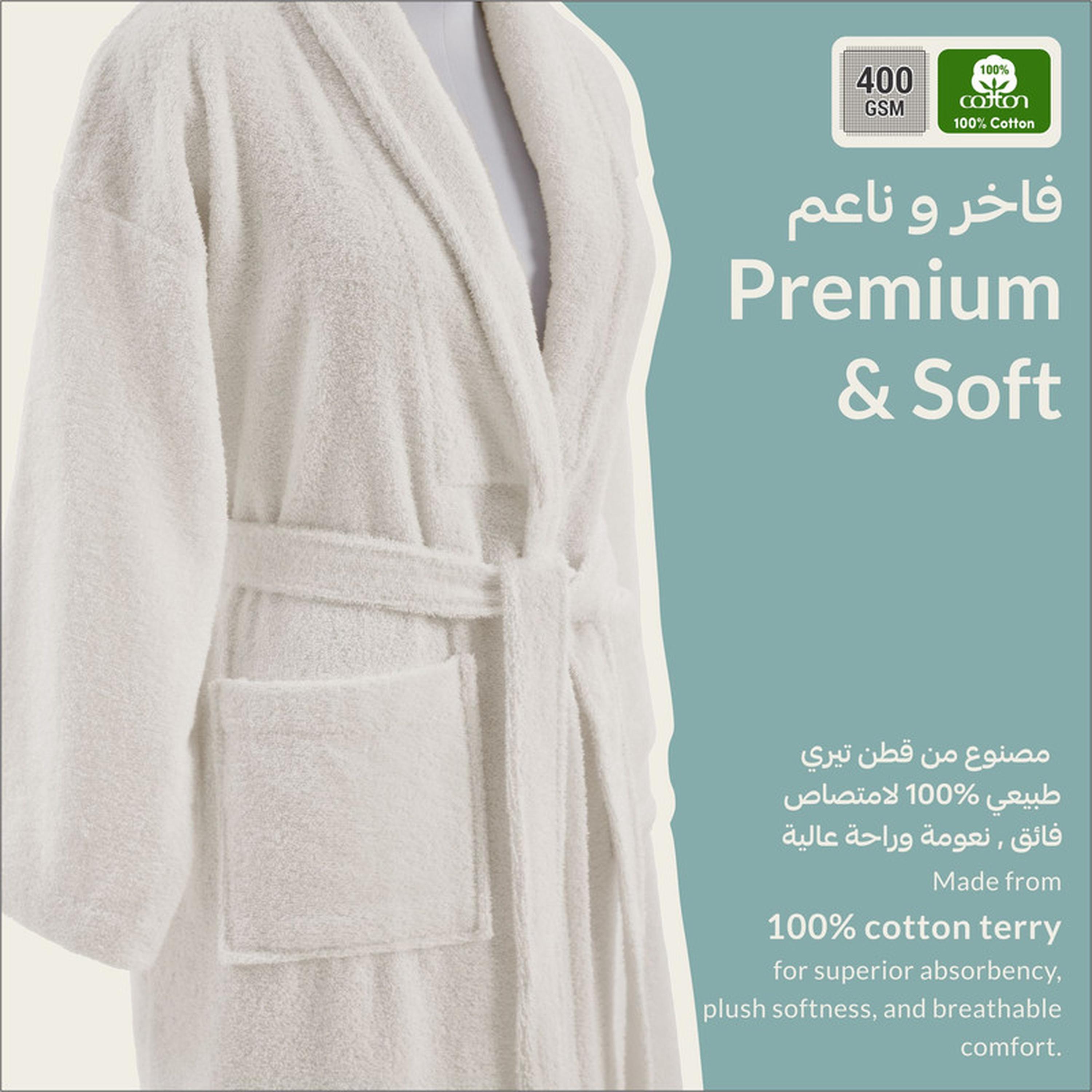 Solid 400 GSM Cotton Terry Shawl Collar Bathrobe with Pockets - Large & Extra Large-household-bathandlaundry-bathlinen-bathrobesandslippers-bathrobes-image-4