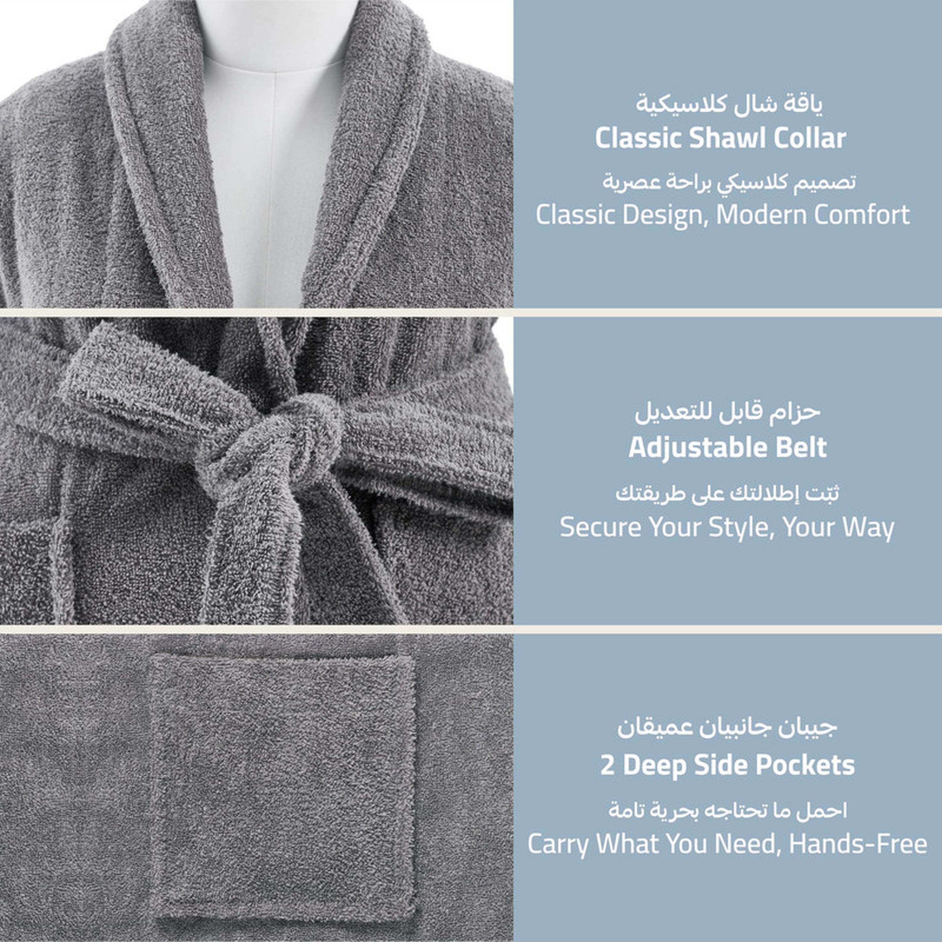 Solid 400 GSM Cotton Terry Shawl Collar Bathrobe with Pockets - Small & Medium-household-bathandlaundry-bathlinen-bathrobesandslippers-bathrobes-image-2