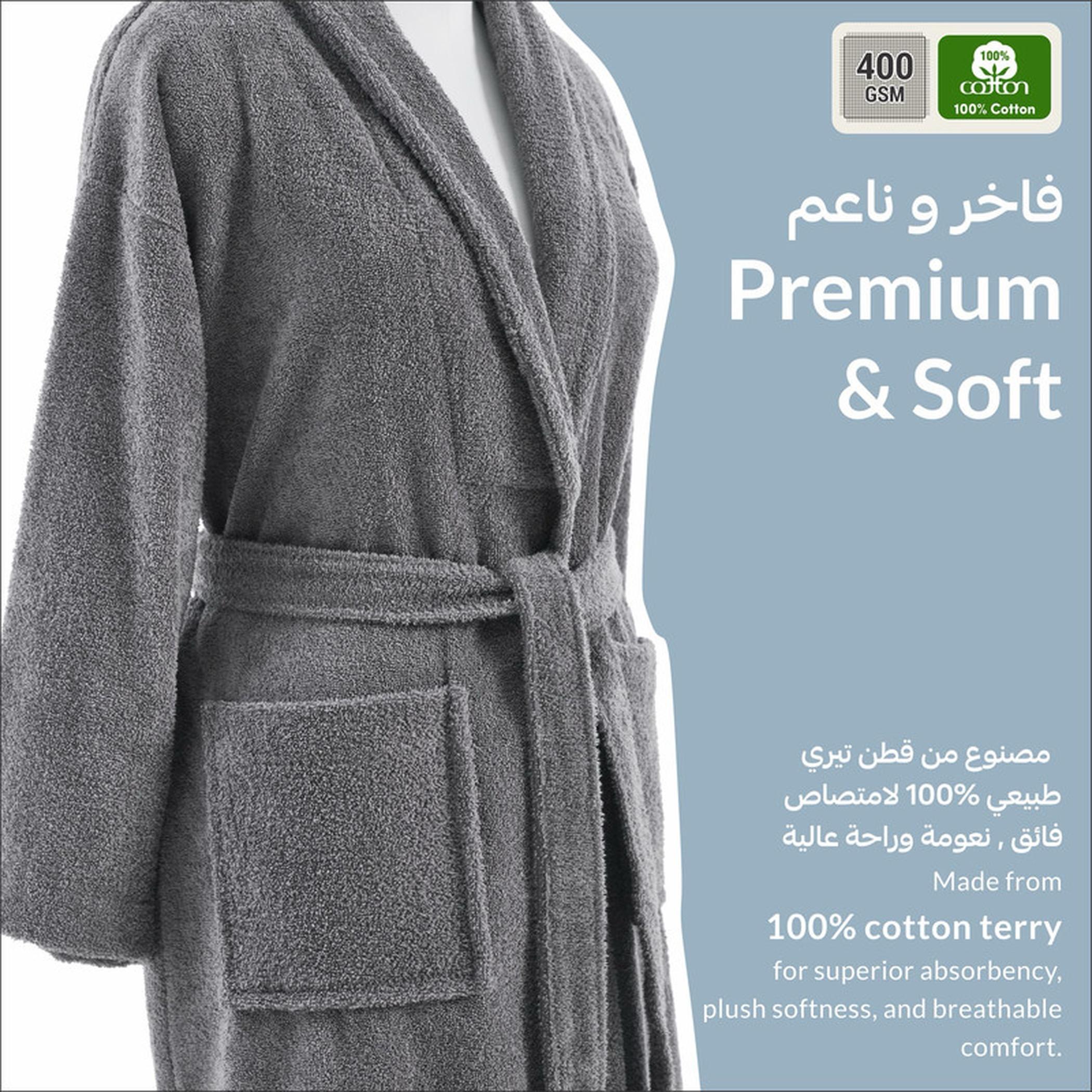 Solid 400 GSM Cotton Terry Shawl Collar Bathrobe with Pockets - Small & Medium-household-bathandlaundry-bathlinen-bathrobesandslippers-bathrobes-image-4
