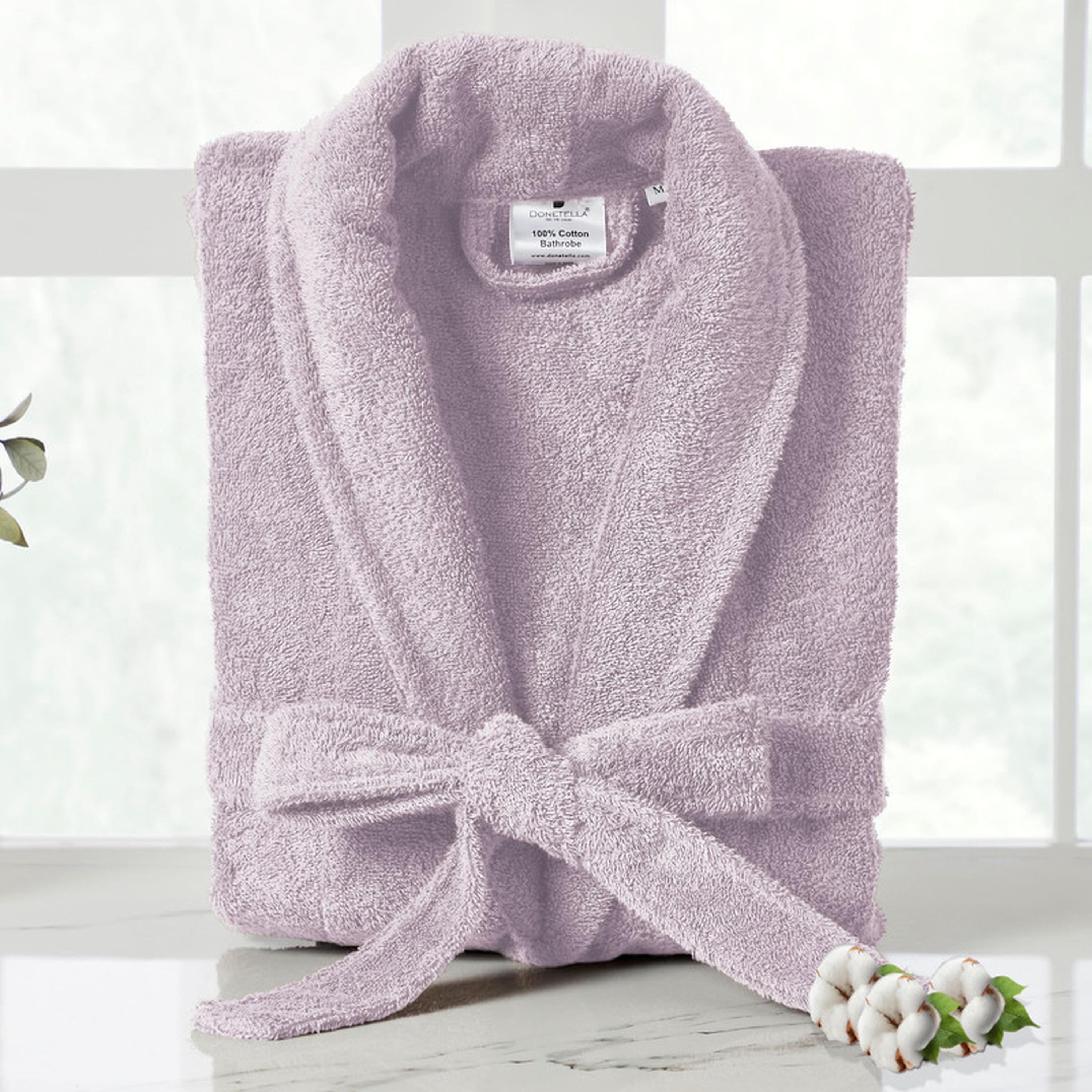 Solid 400 GSM Cotton Terry Shawl Collar Bathrobe with Pockets - Large & Extra Large-household-bathandlaundry-bathlinen-bathrobesandslippers-bathrobes-image-1