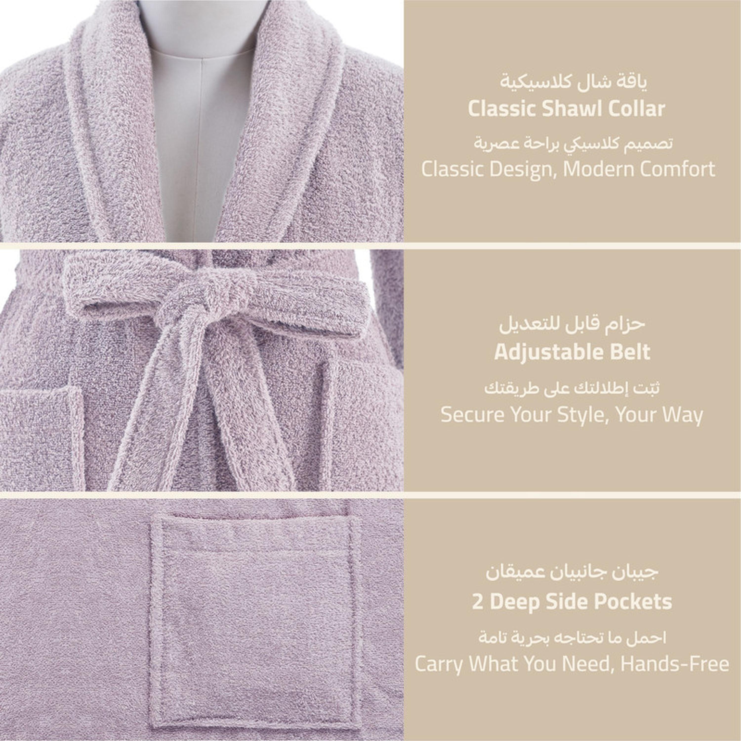 Solid 400 GSM Cotton Terry Shawl Collar Bathrobe with Pockets - Large & Extra Large-household-bathandlaundry-bathlinen-bathrobesandslippers-bathrobes-image-2