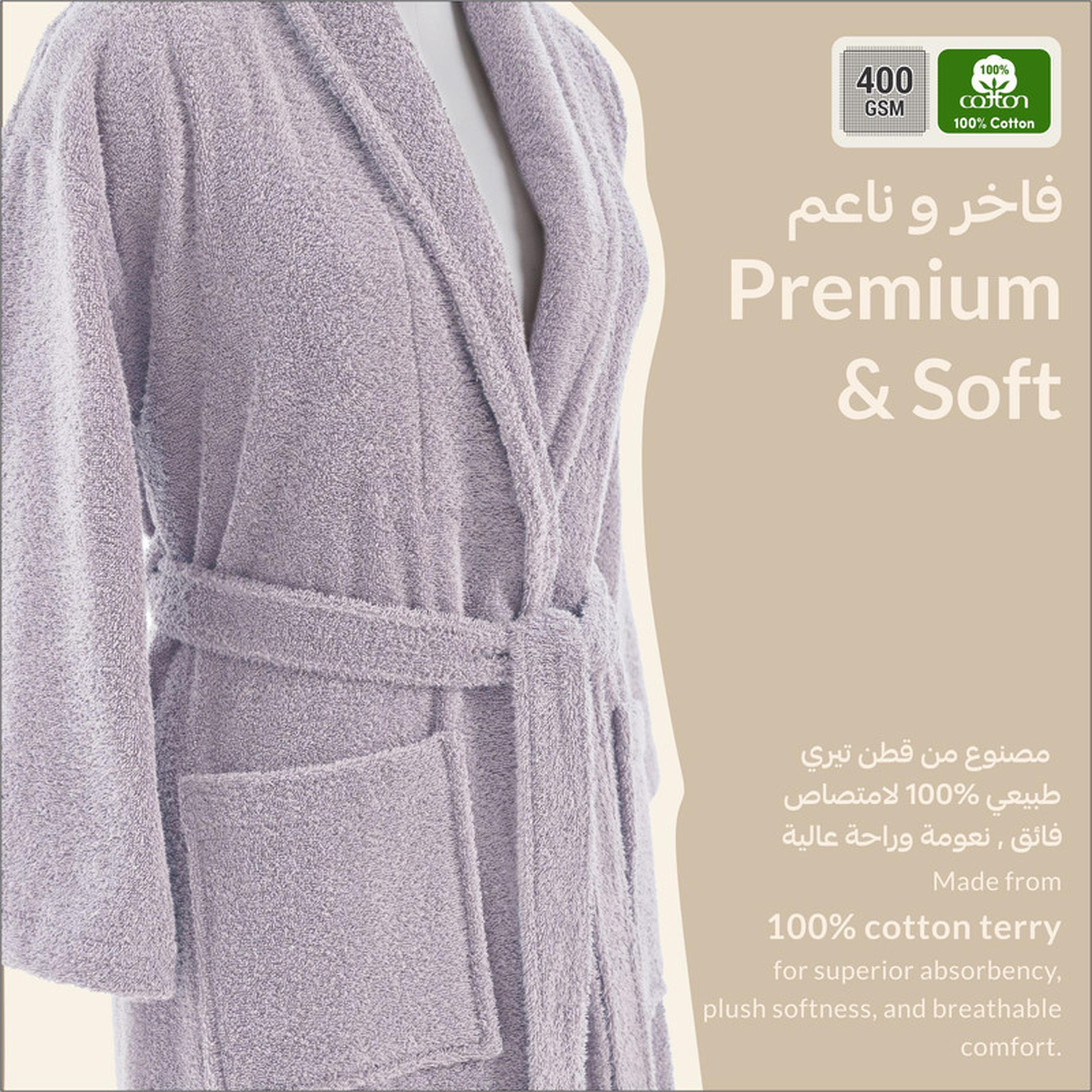 Solid 400 GSM Cotton Terry Shawl Collar Bathrobe with Pockets - Large & Extra Large-household-bathandlaundry-bathlinen-bathrobesandslippers-bathrobes-image-4
