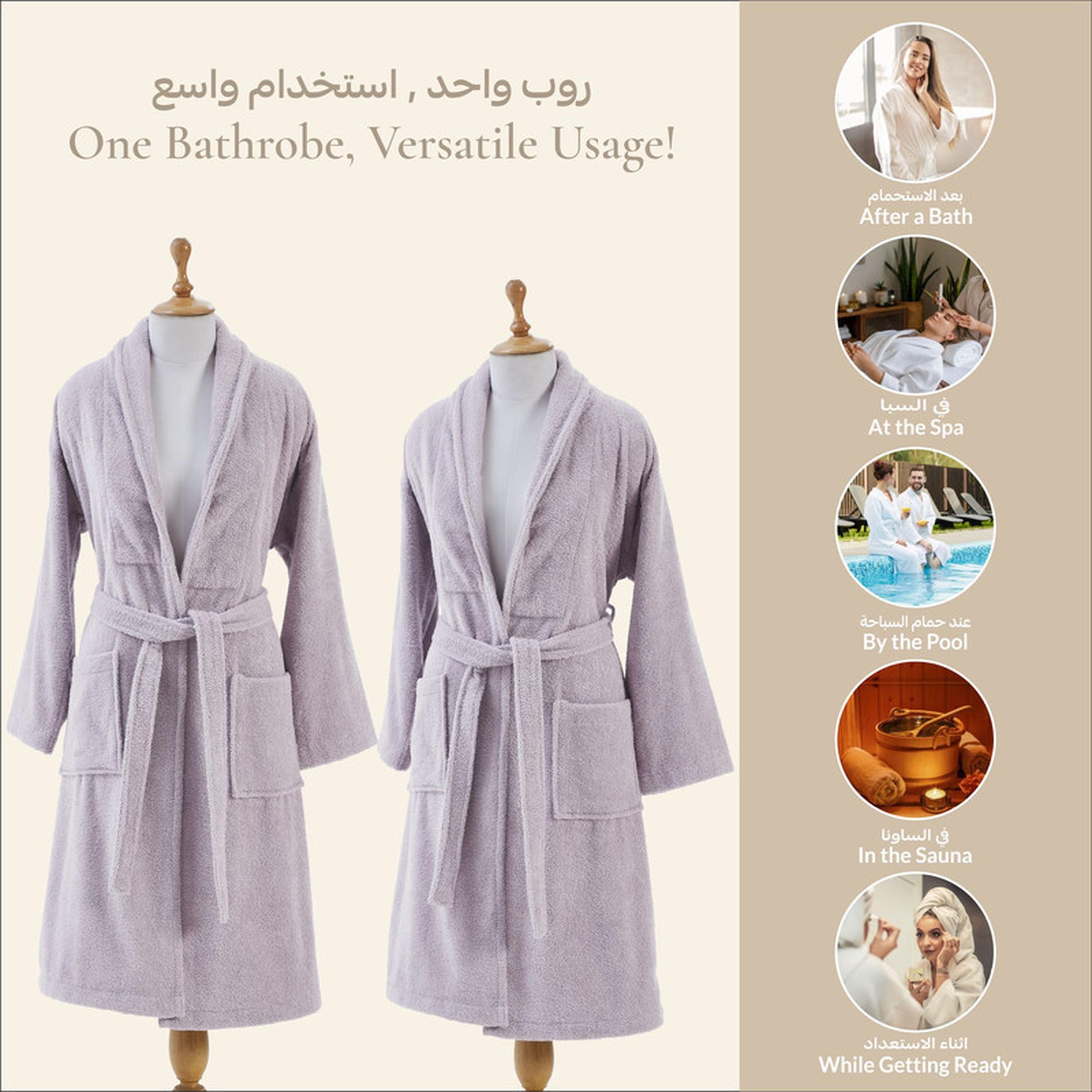 Solid 400 GSM Cotton Terry Shawl Collar Bathrobe with Pockets - Large & Extra Large-household-bathandlaundry-bathlinen-bathrobesandslippers-bathrobes-image-5