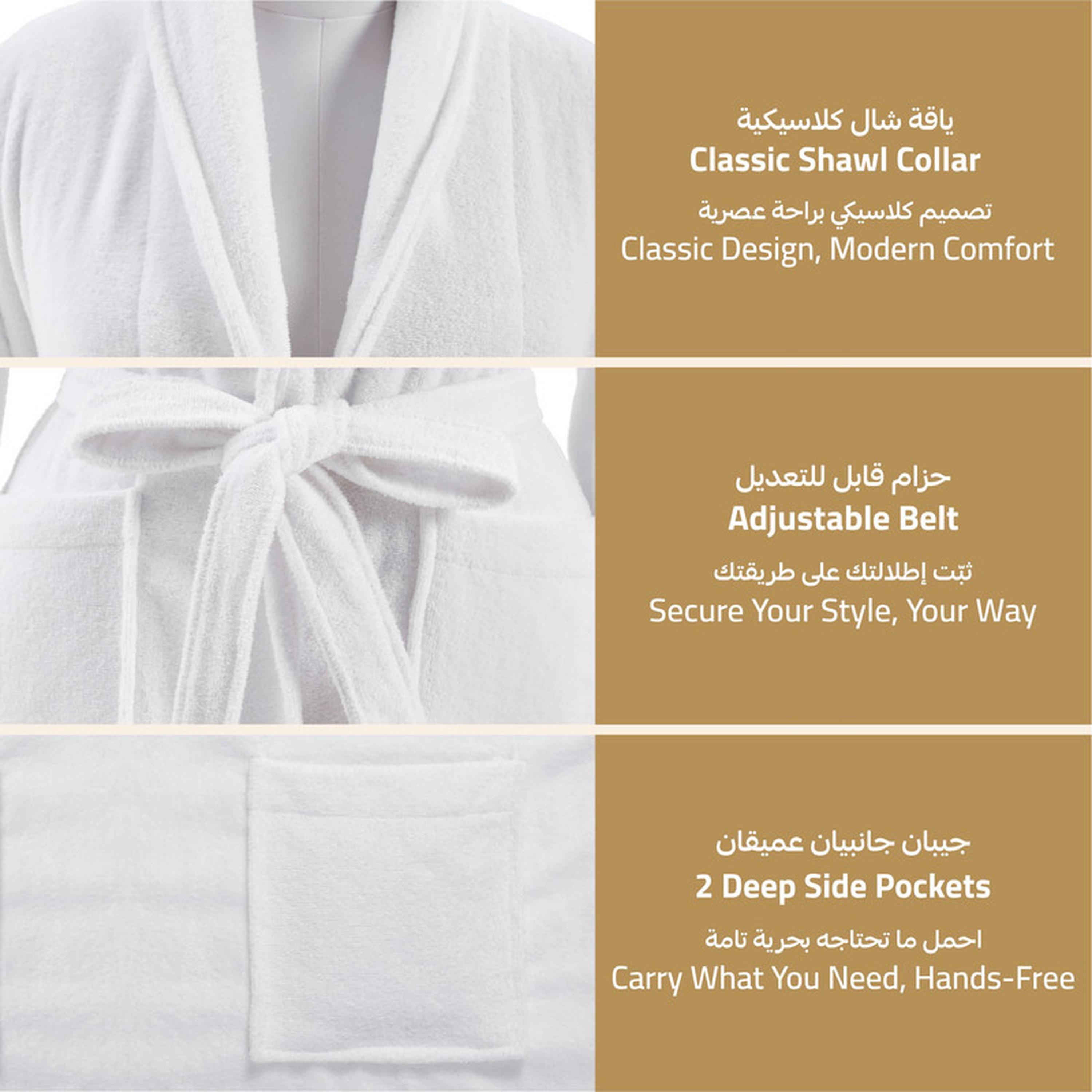 Solid 400 GSM Cotton Velour Shawl Collar Bathrobe with Pockets - Small & Medium-household-bathandlaundry-bathlinen-bathrobesandslippers-bathrobes-image-2