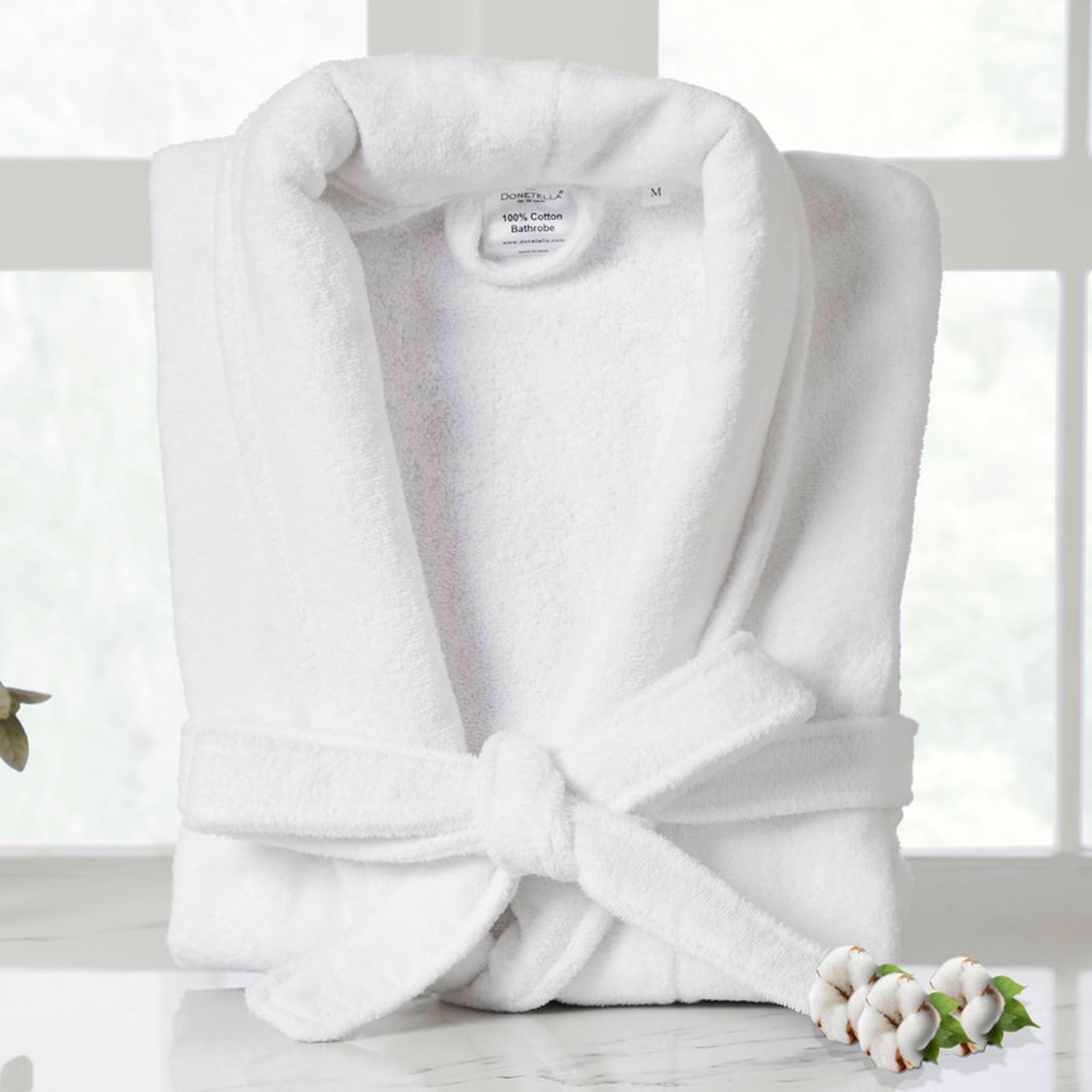Solid 400 GSM Velour Shawl Collar Bathrobe with Pockets - Large & Extra Large-household-bathandlaundry-bathlinen-bathrobesandslippers-bathrobes-image-1