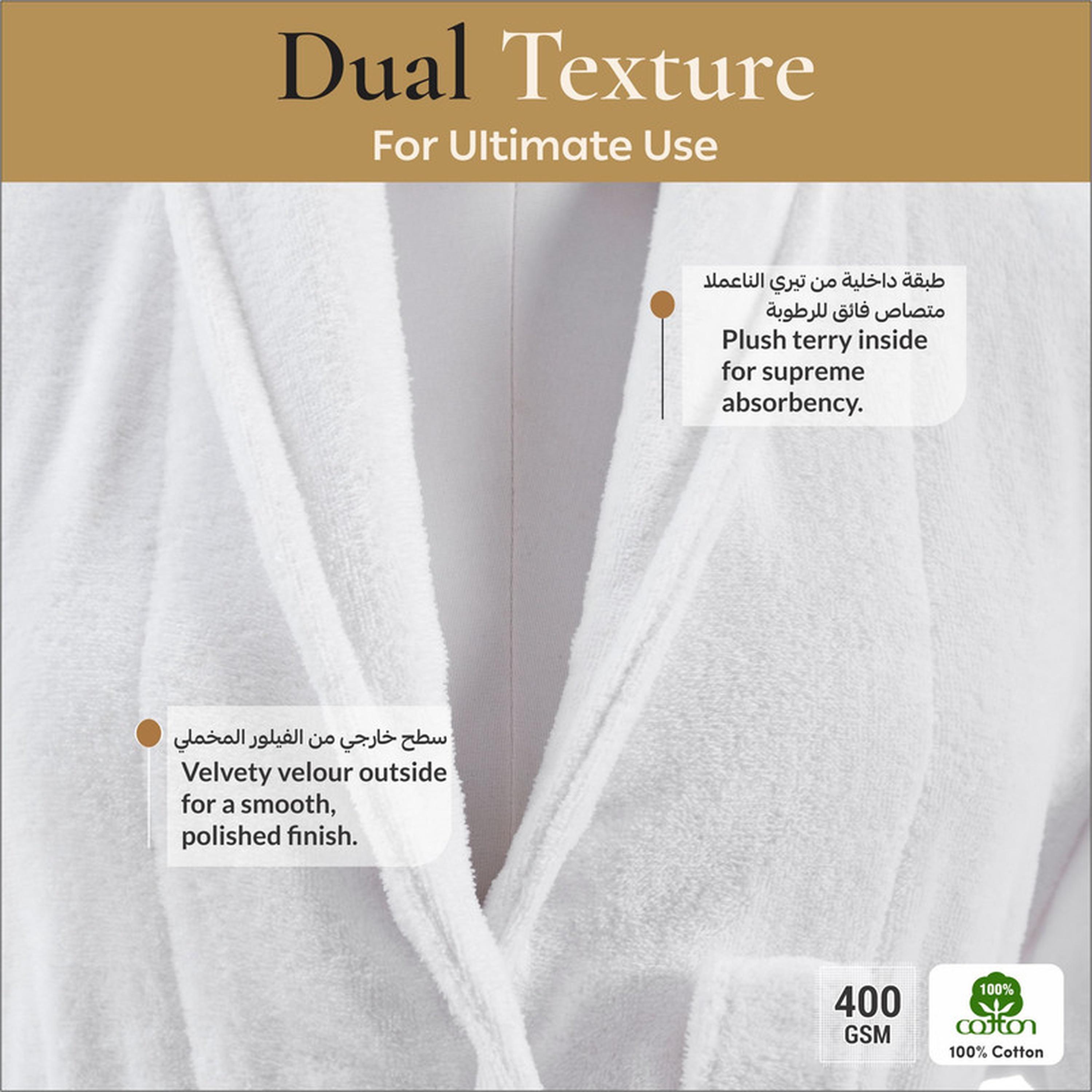 Solid 400 GSM Velour Shawl Collar Bathrobe with Pockets - Large & Extra Large-household-bathandlaundry-bathlinen-bathrobesandslippers-bathrobes-image-4