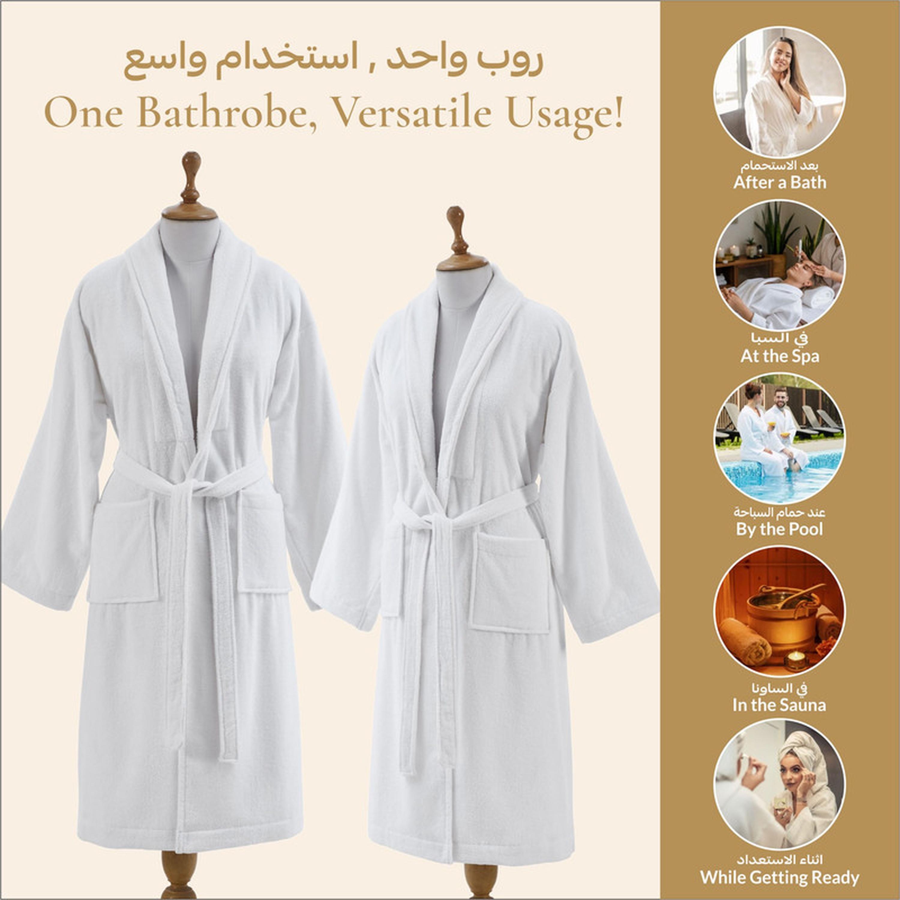 Solid 400 GSM Velour Shawl Collar Bathrobe with Pockets - Large & Extra Large-household-bathandlaundry-bathlinen-bathrobesandslippers-bathrobes-image-5