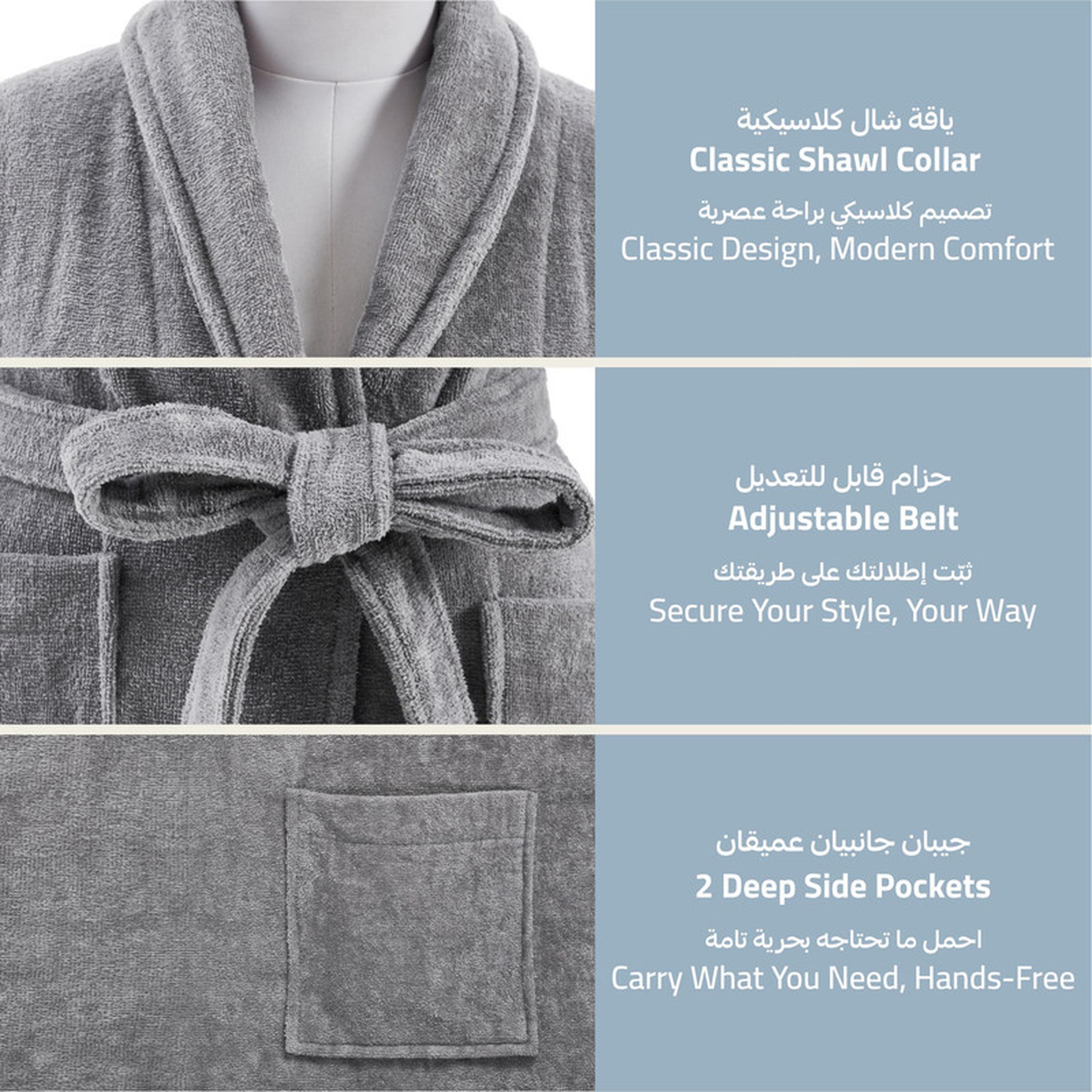 Solid 400 GSM Cotton Velour Shawl Collar Bathrobe with Pockets - Small & Medium-household-bathandlaundry-bathlinen-bathrobesandslippers-bathrobes-image-2