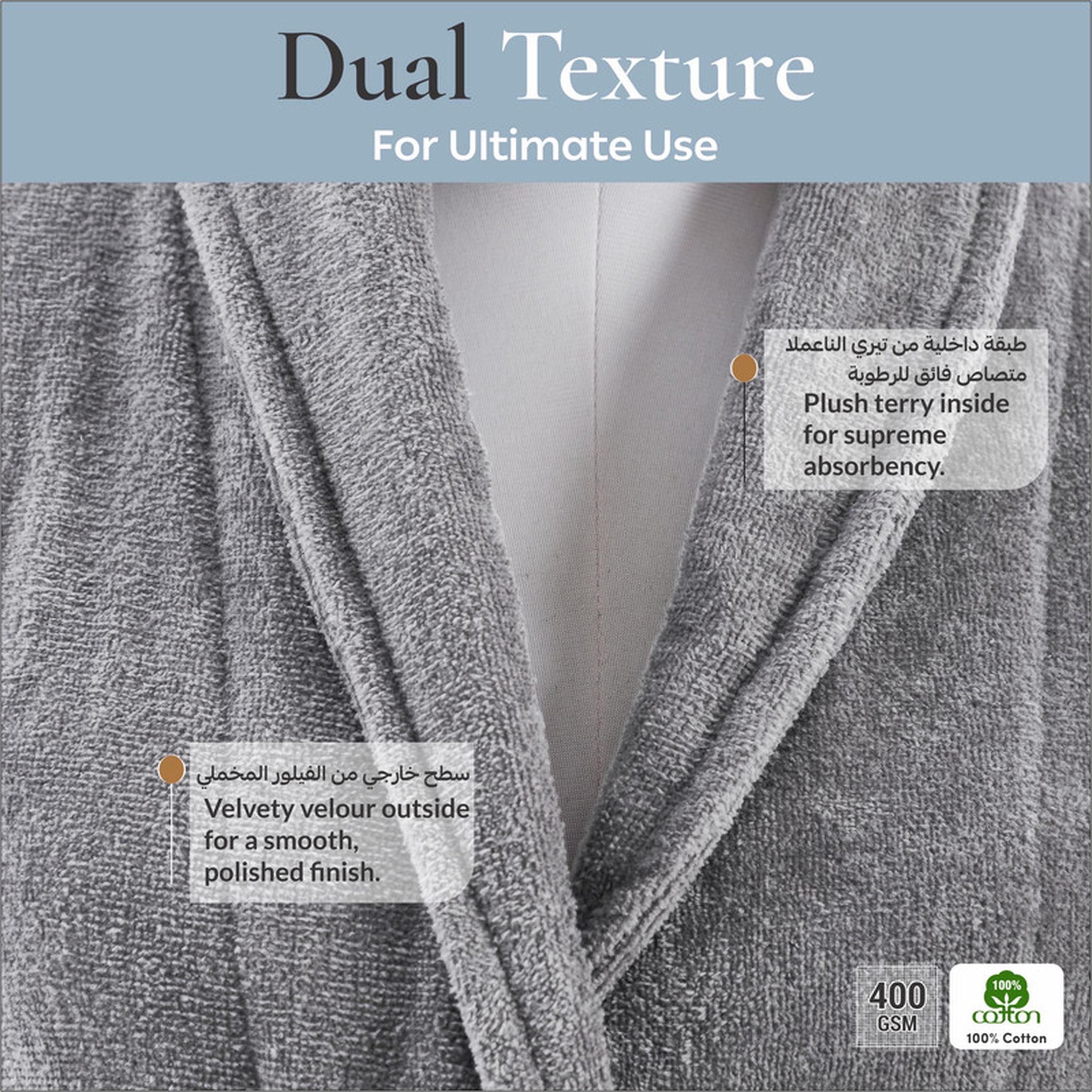 Solid 400 GSM Cotton Velour Shawl Collar Bathrobe with Pockets - Small & Medium-household-bathandlaundry-bathlinen-bathrobesandslippers-bathrobes-image-4