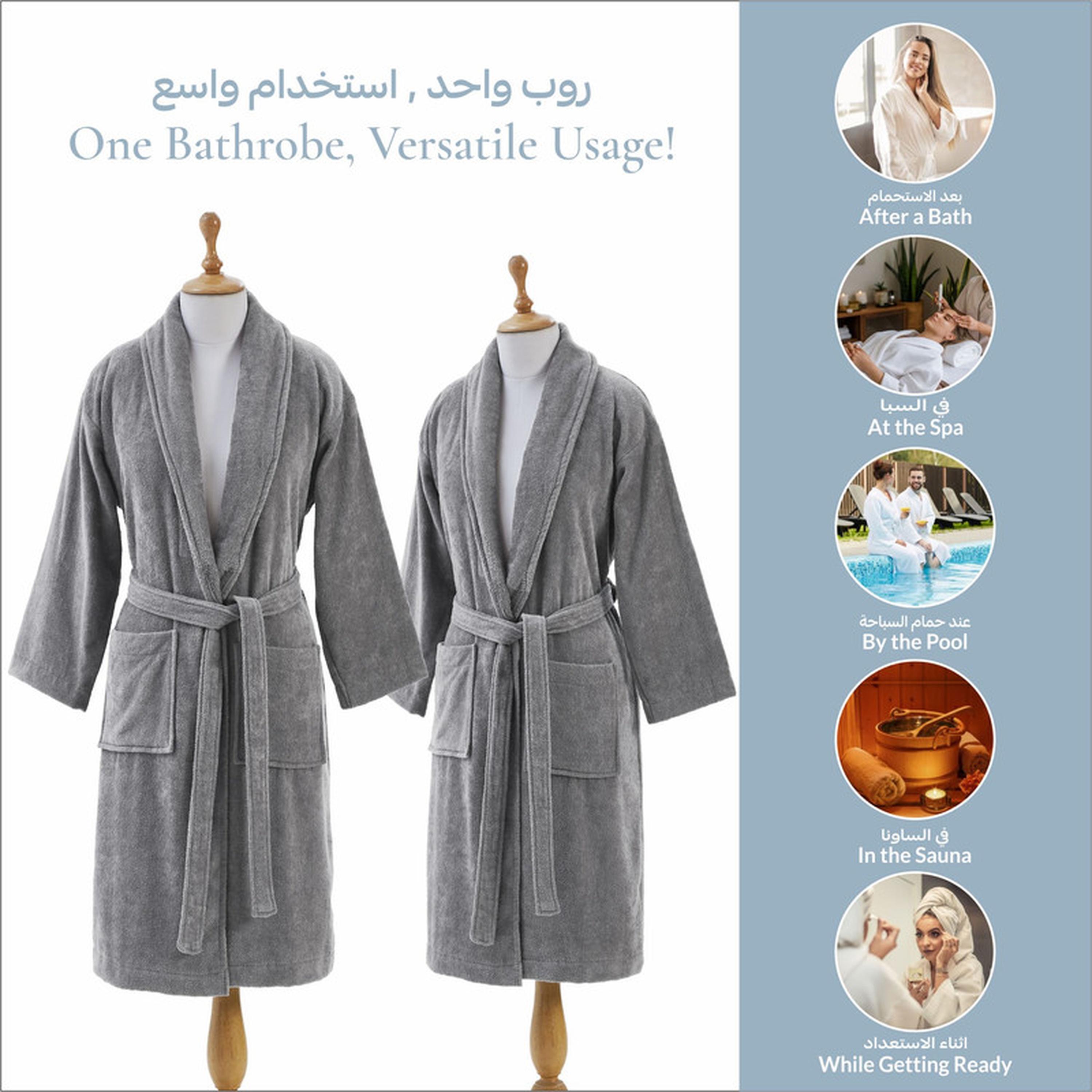 Solid 400 GSM Cotton Velour Shawl Collar Bathrobe with Pockets - Small & Medium-household-bathandlaundry-bathlinen-bathrobesandslippers-bathrobes-image-5