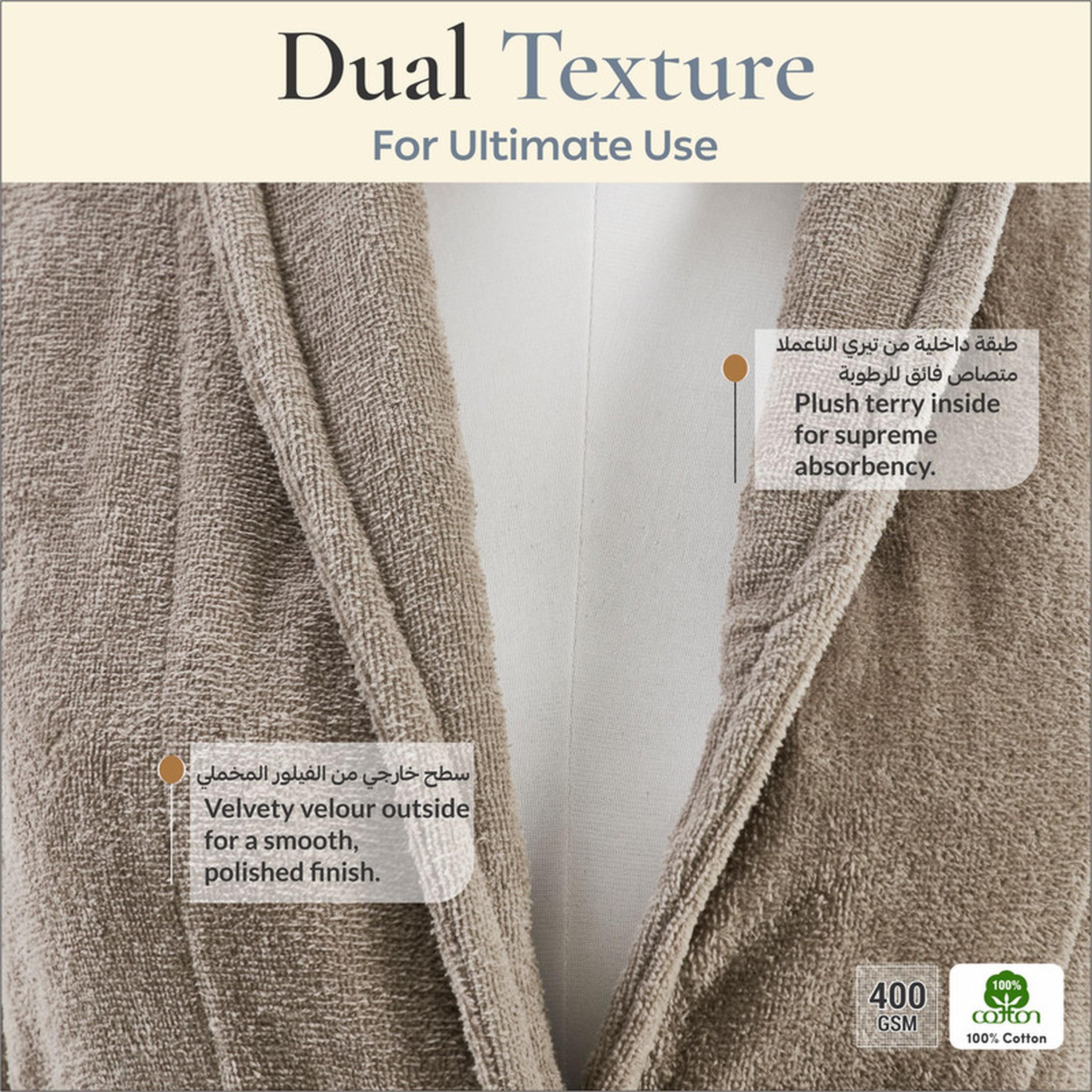Solid 400 GSM Velour Shawl Collar Bathrobe with Pockets - Large & Extra Large-household-bathandlaundry-bathlinen-bathrobesandslippers-bathrobes-image-4