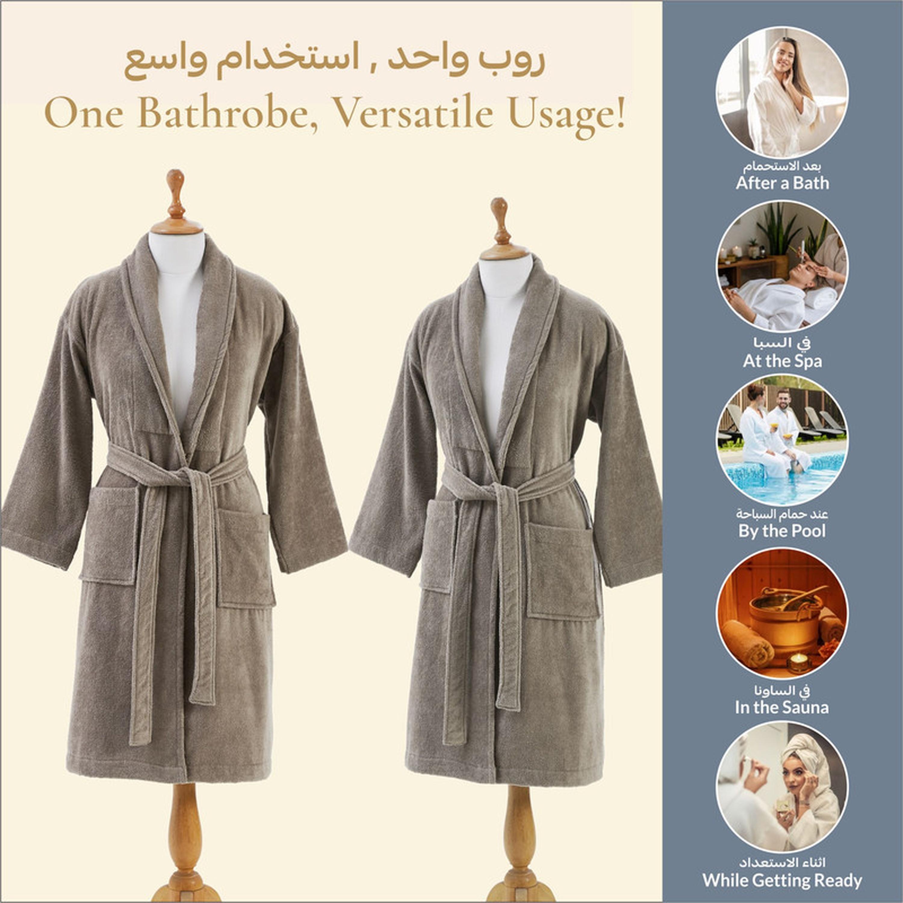 Solid 400 GSM Velour Shawl Collar Bathrobe with Pockets - Large & Extra Large-household-bathandlaundry-bathlinen-bathrobesandslippers-bathrobes-image-5
