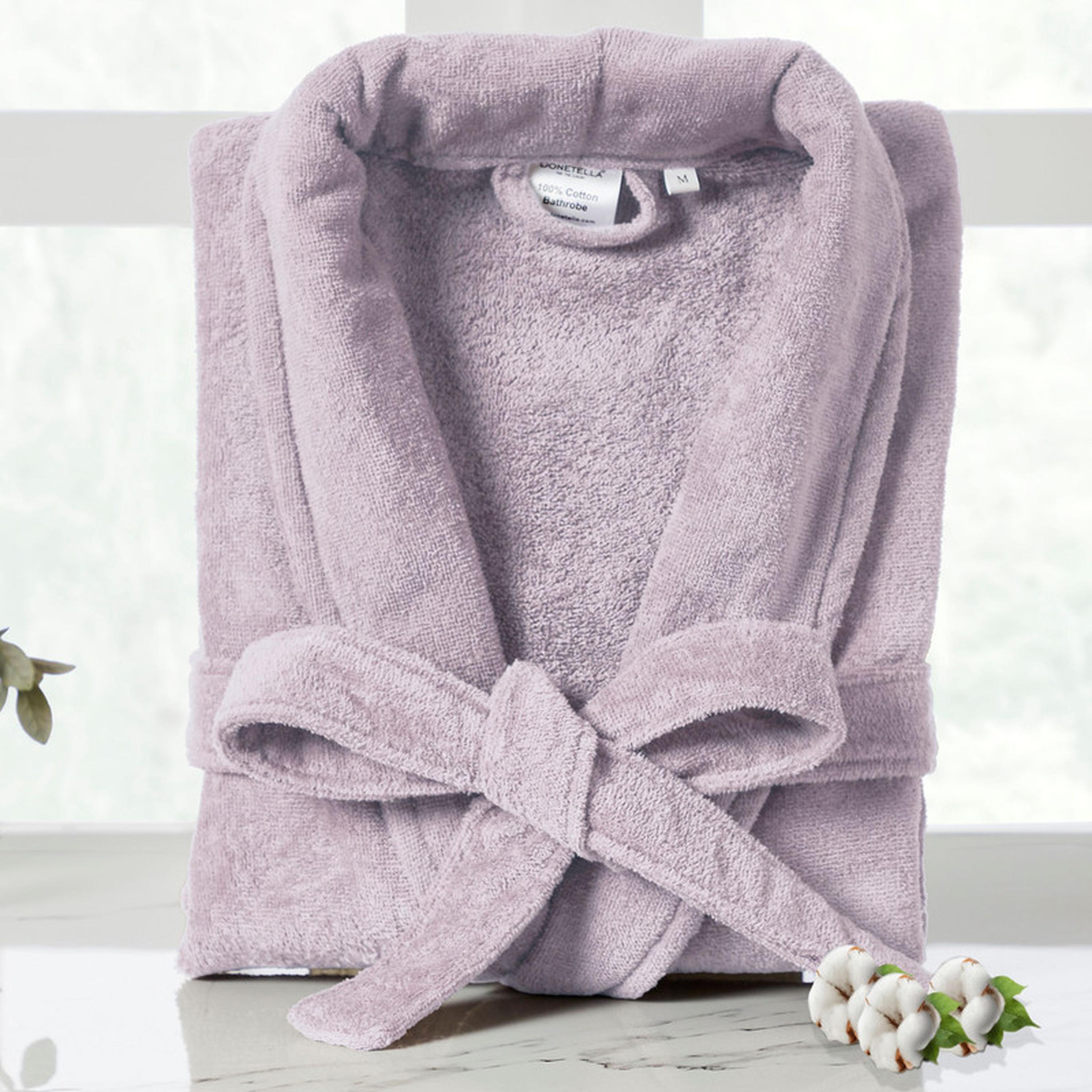 Solid 400 GSM Cotton Velour Shawl Collar Bathrobe with Pockets - Small & Medium-household-bathandlaundry-bathlinen-bathrobesandslippers-bathrobes-image-1