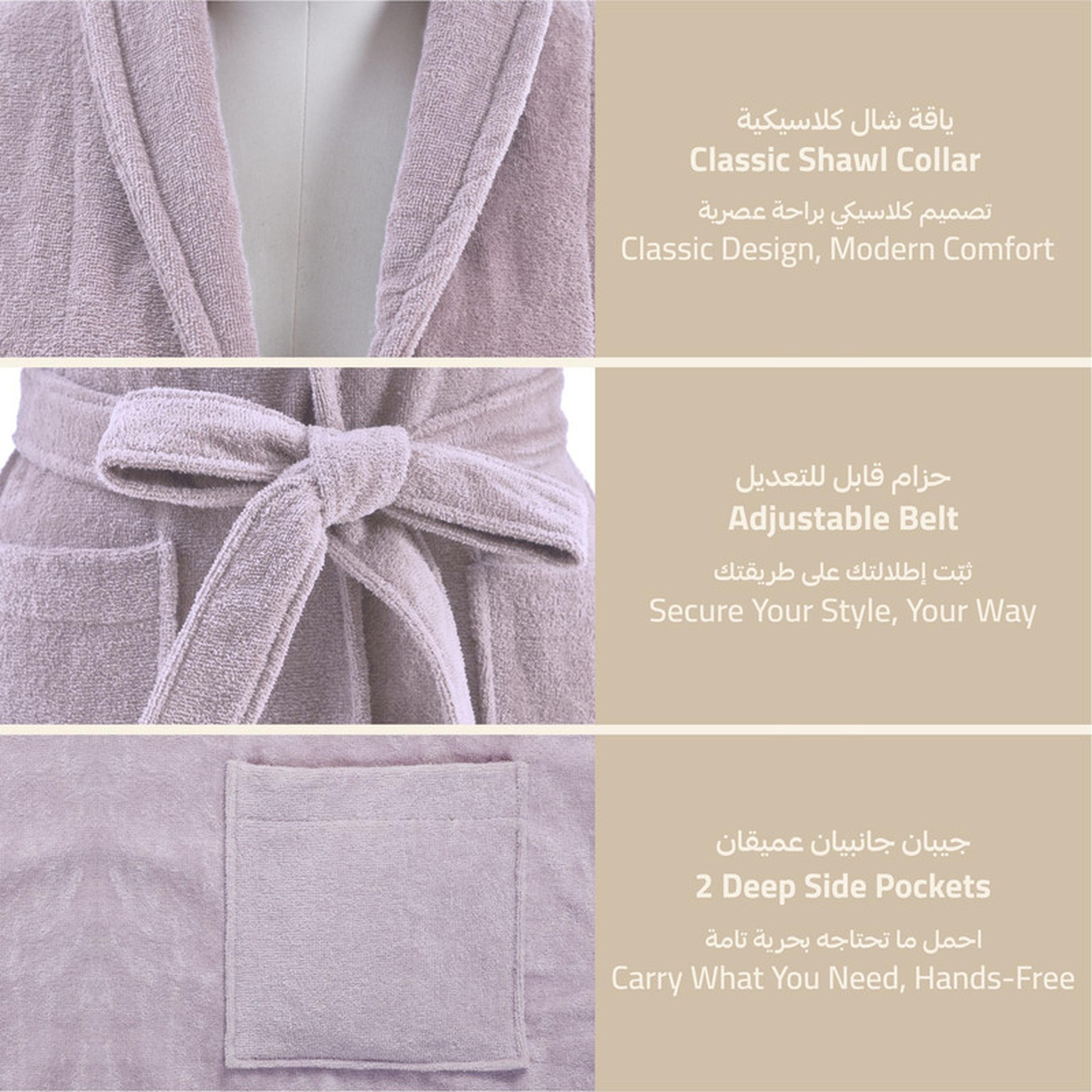 Solid 400 GSM Cotton Velour Shawl Collar Bathrobe with Pockets - Small & Medium-household-bathandlaundry-bathlinen-bathrobesandslippers-bathrobes-image-2